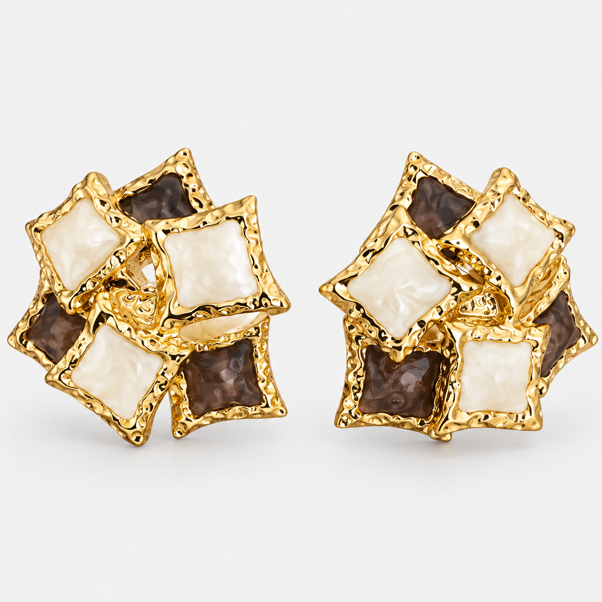 Pearl & Smoky Quartz Stud Earrings
