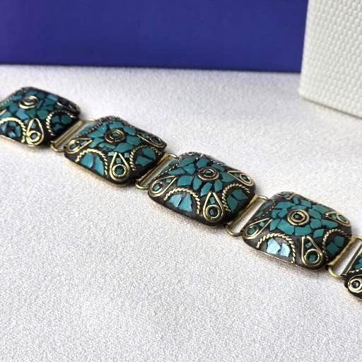 Zanskar Mosaic Brass Bracelet – Handcrafted in Ladakh