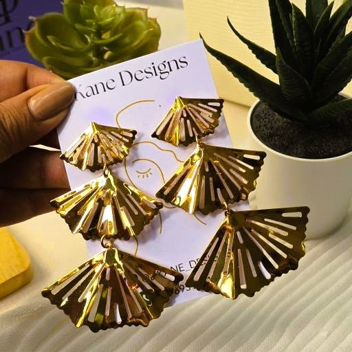 Gold Foil Fan Shaped Earrings