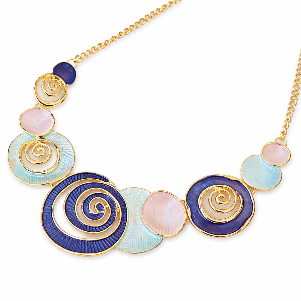 Ocean Spiral Enamel Statement Necklace