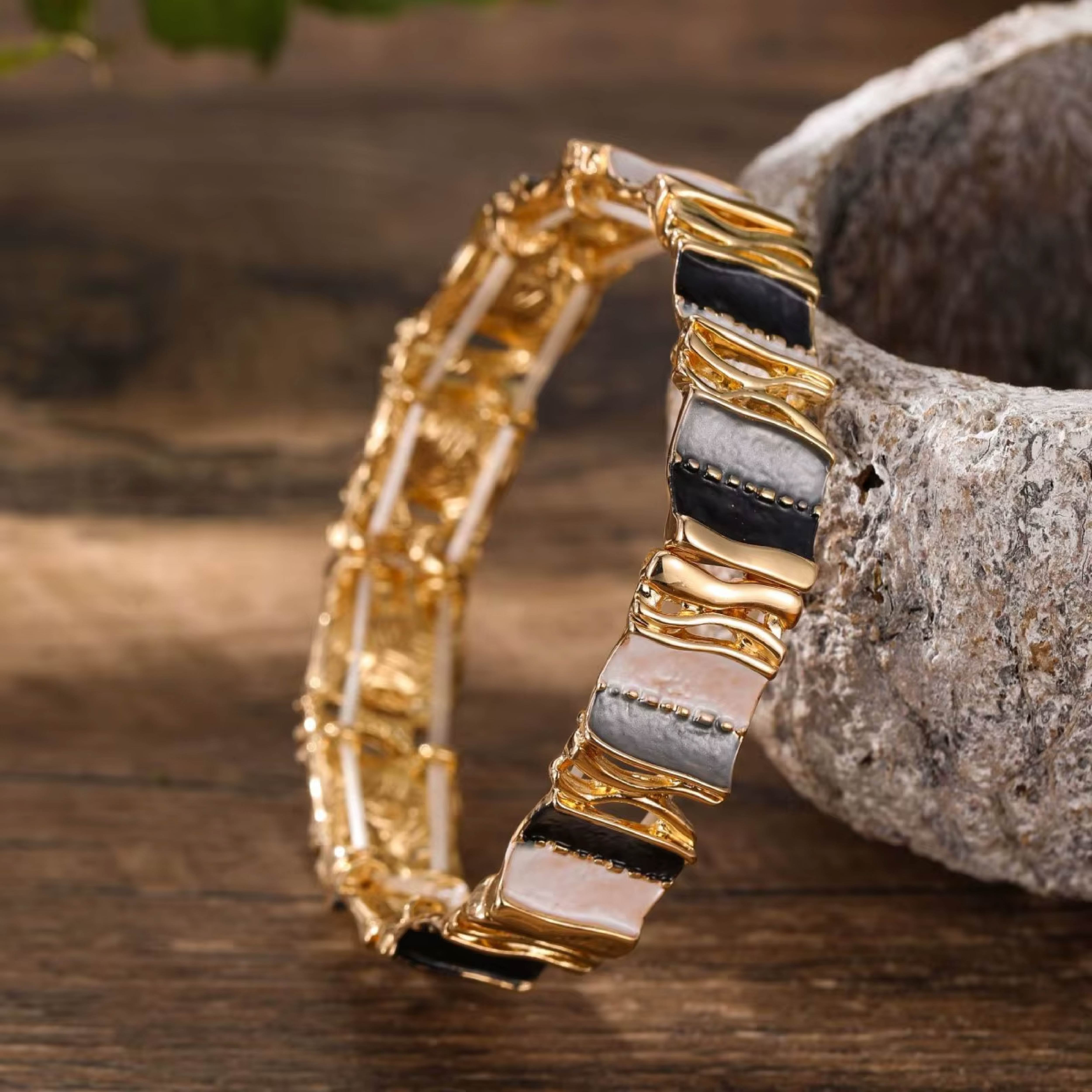 Monochrome Mosaic Stretch Bracelet