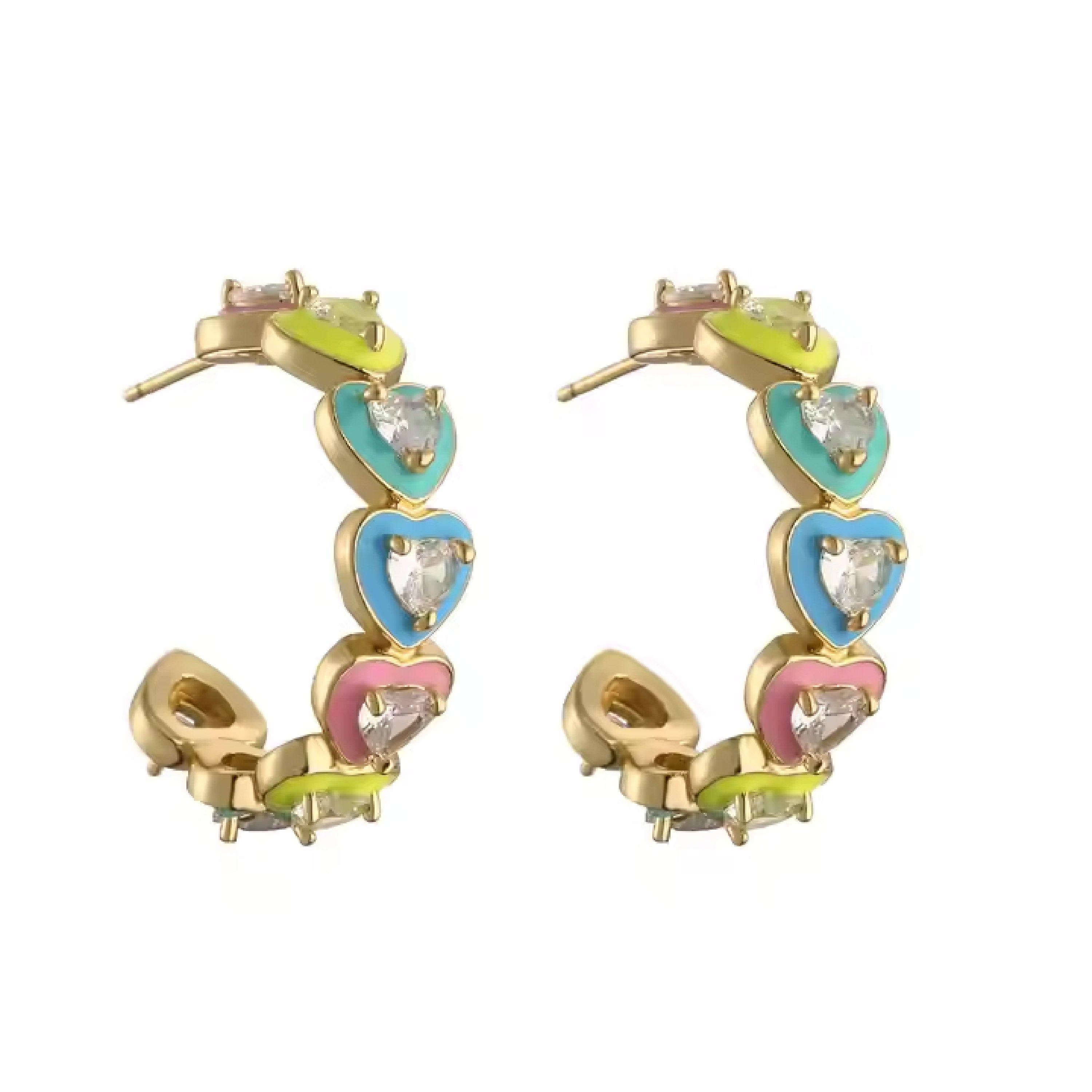 Colored Hearts Hoops