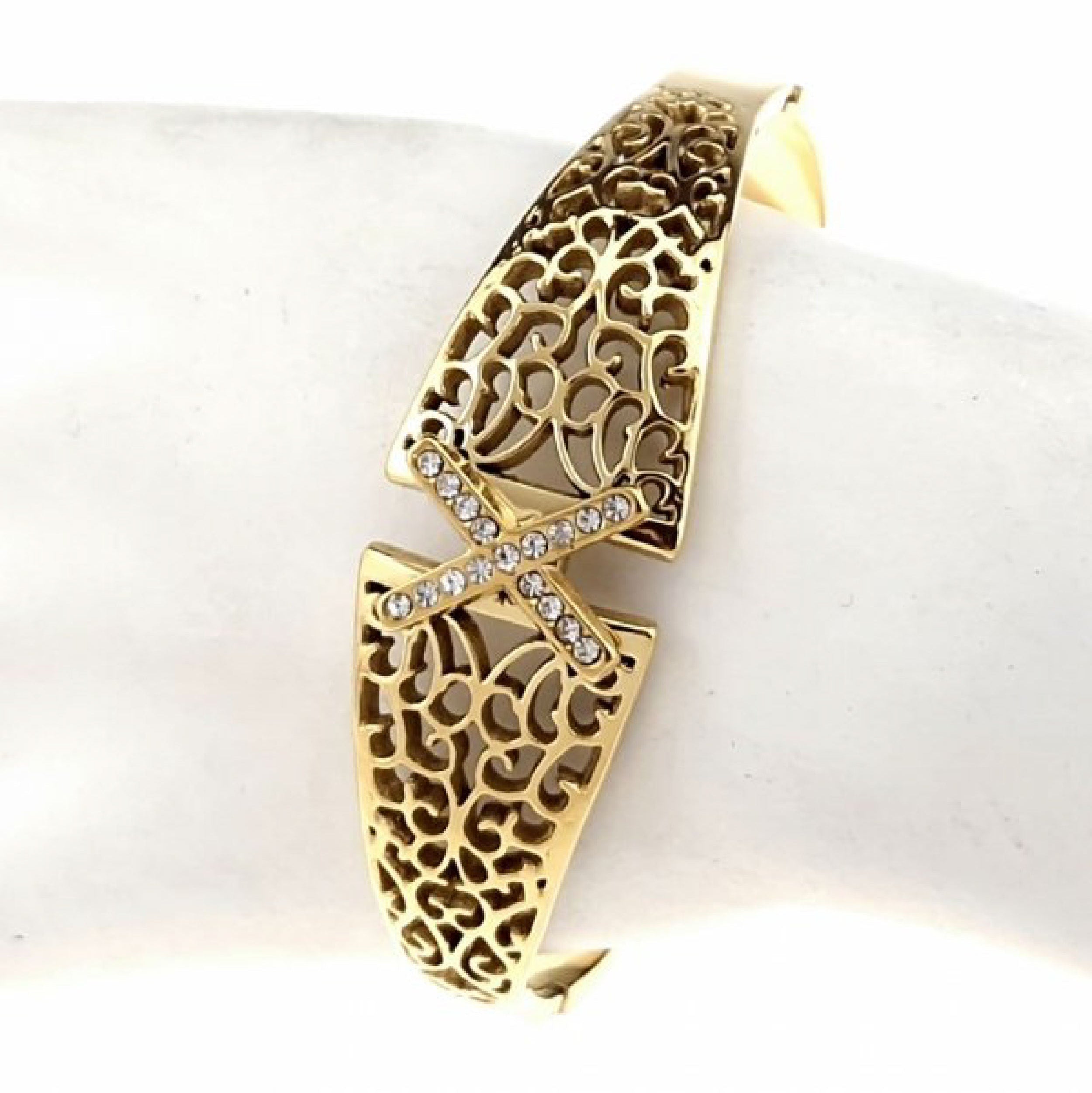 Cross Filigree Gold Bracelet ( Dubai style )