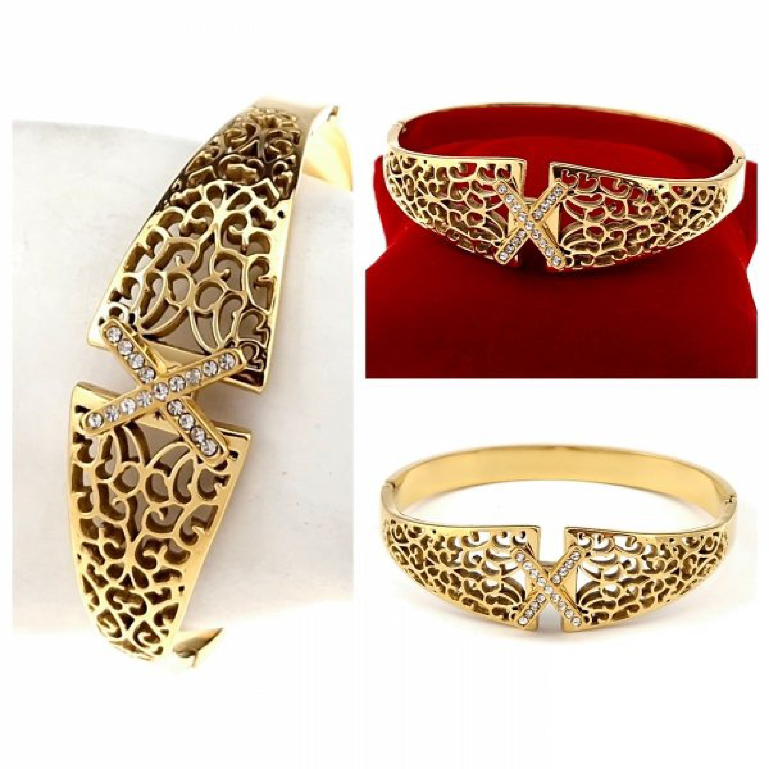 Cross Filigree Gold Bracelet ( Dubai style )