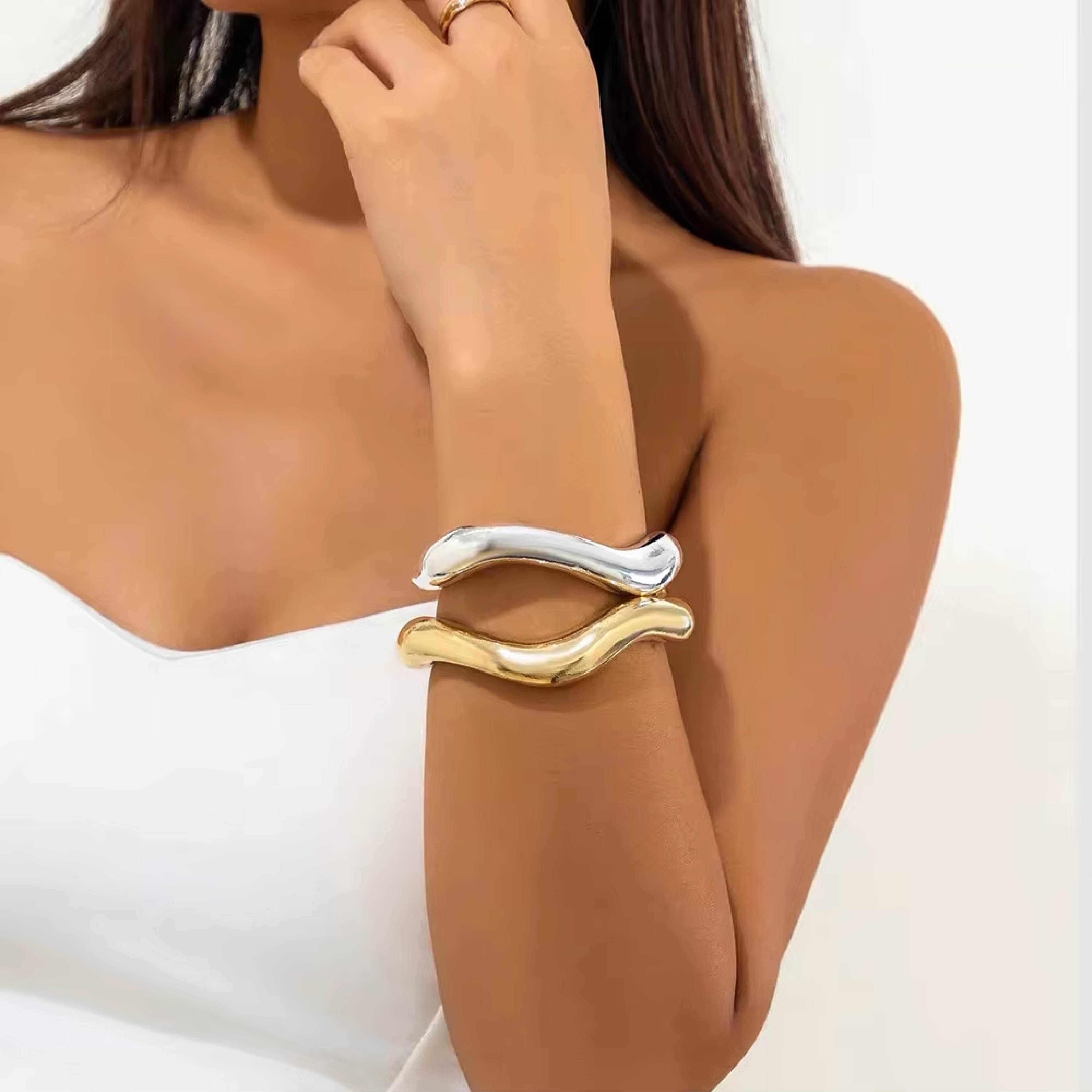 Sculpted Cuff Bracelet Set of 2