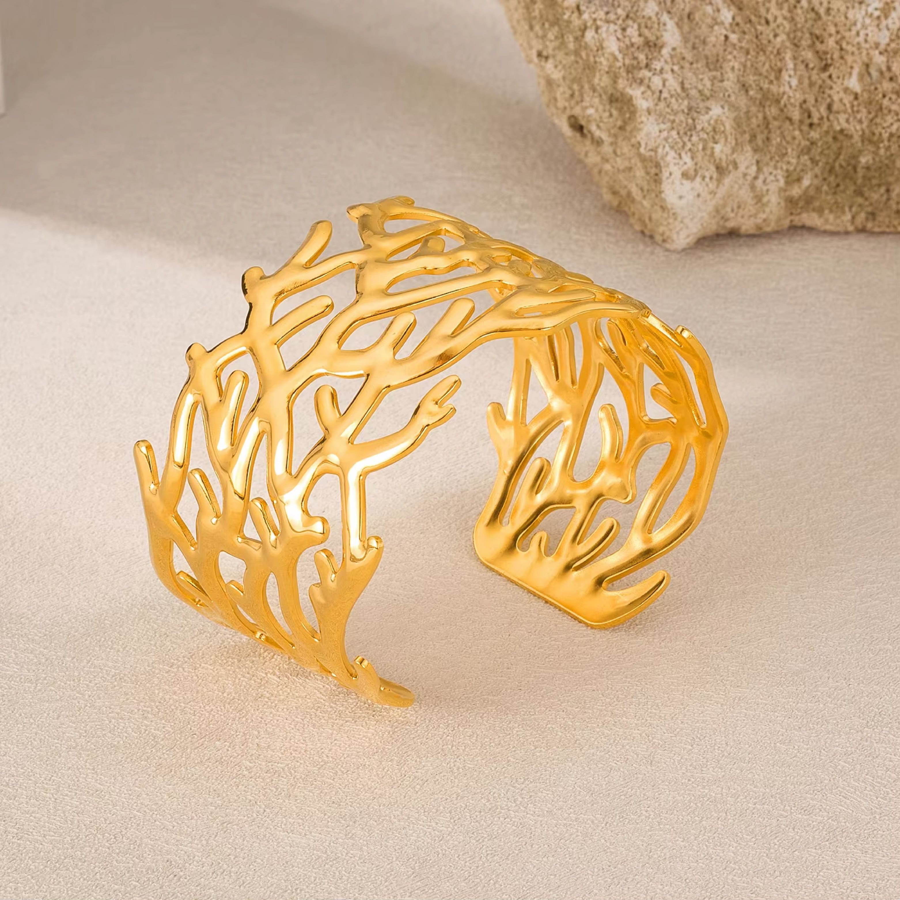 Golden Coral Cuff Bracelet