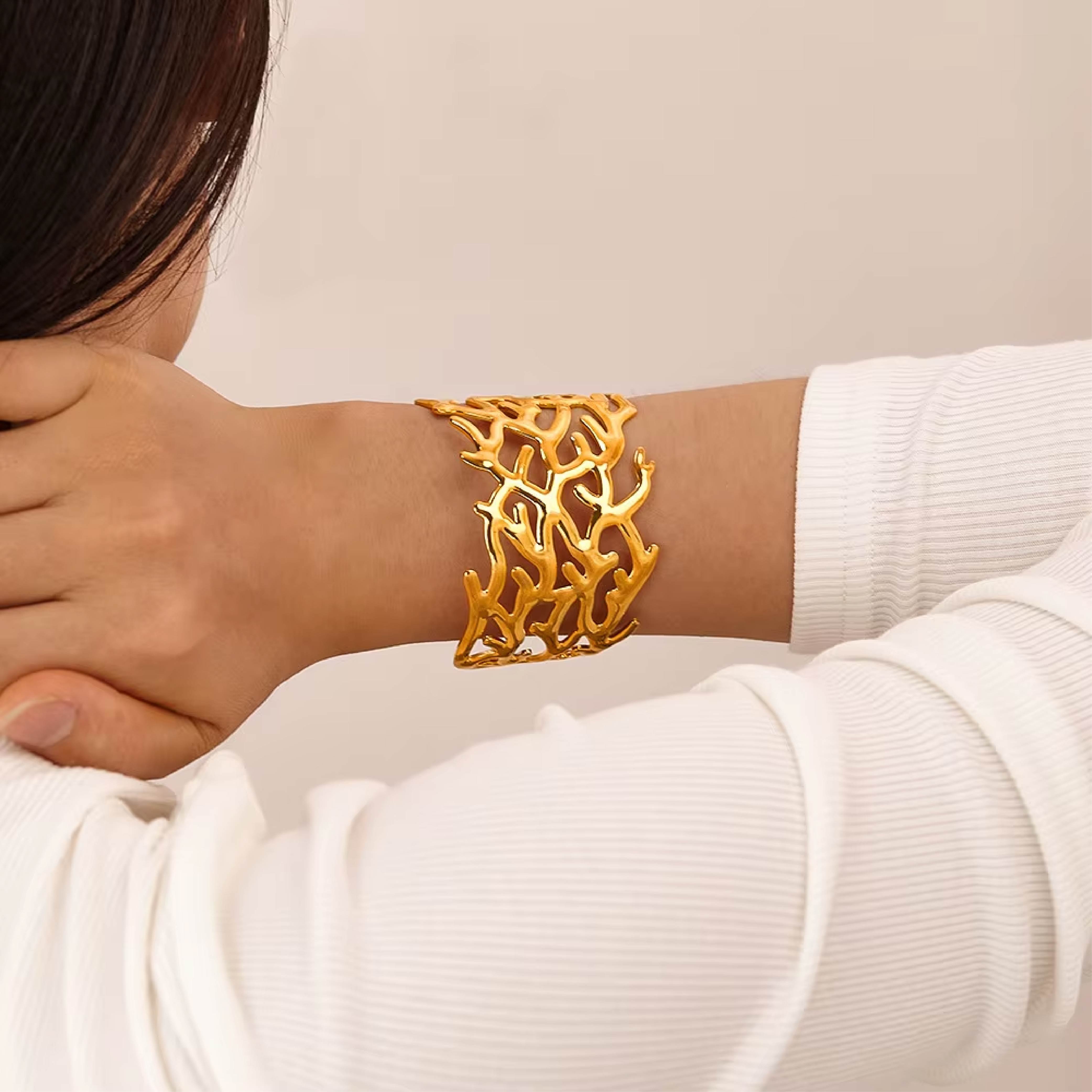 Golden Coral Cuff Bracelet