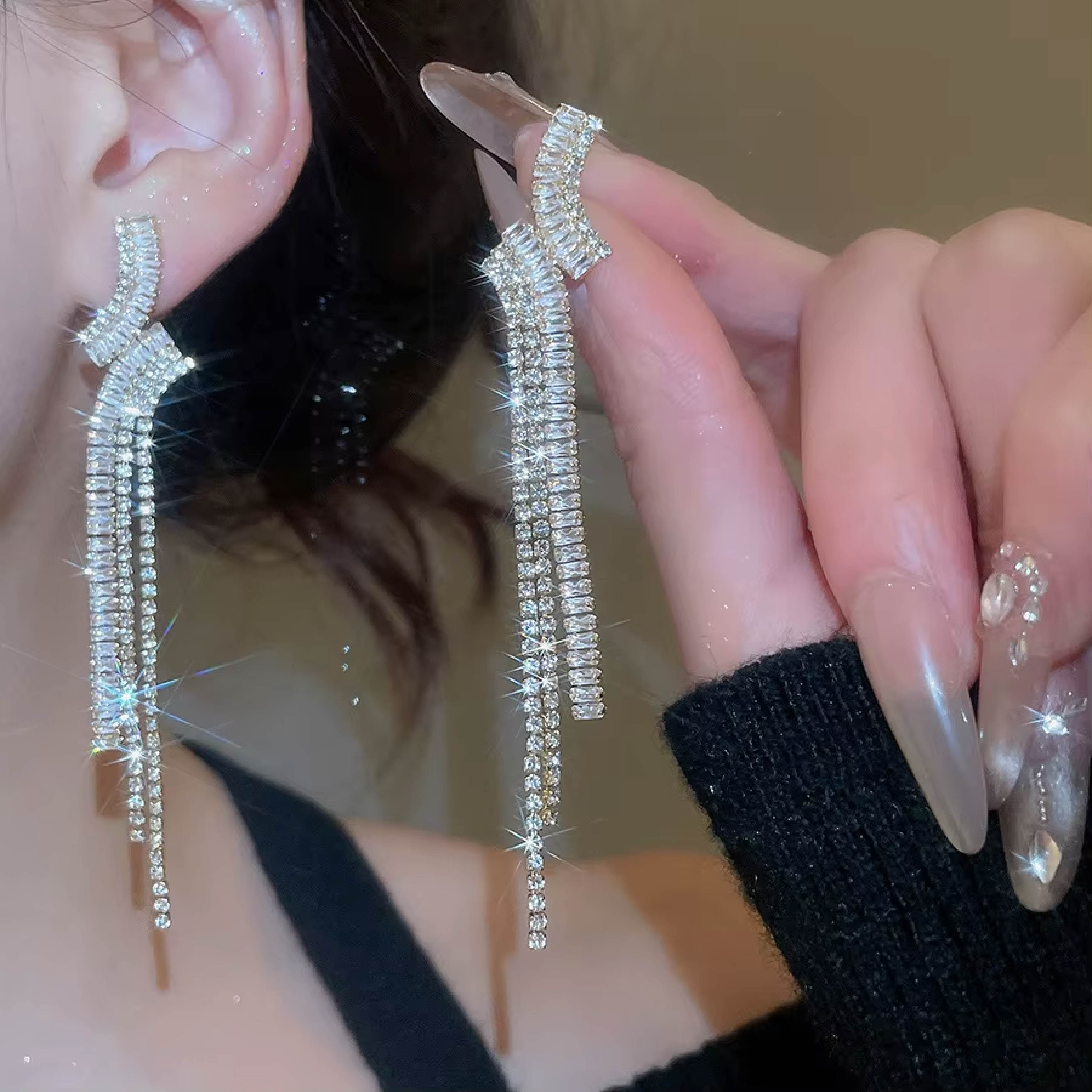 Golden Rhinestone Earrings