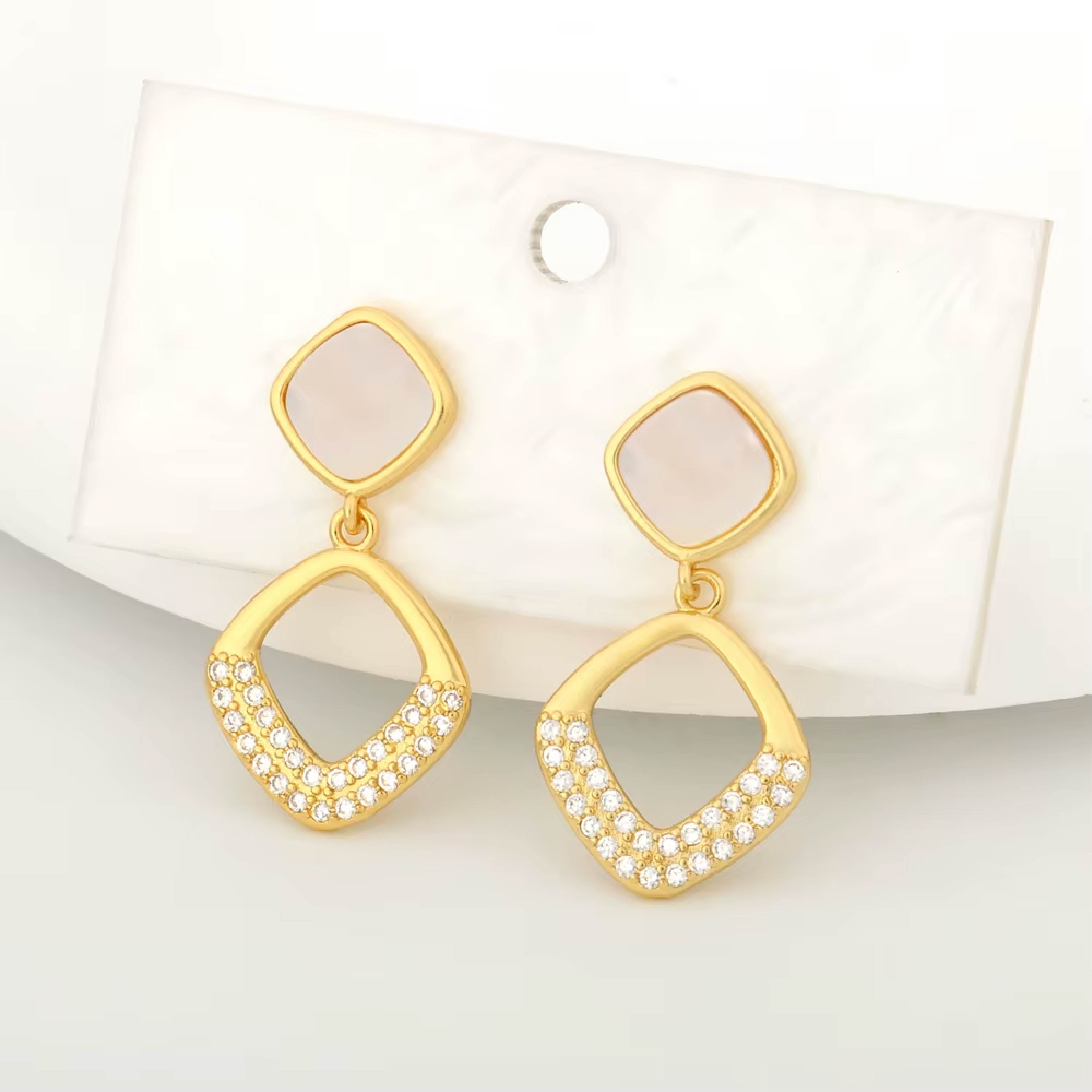 Chic Geometric Gold & Crystal Earrings