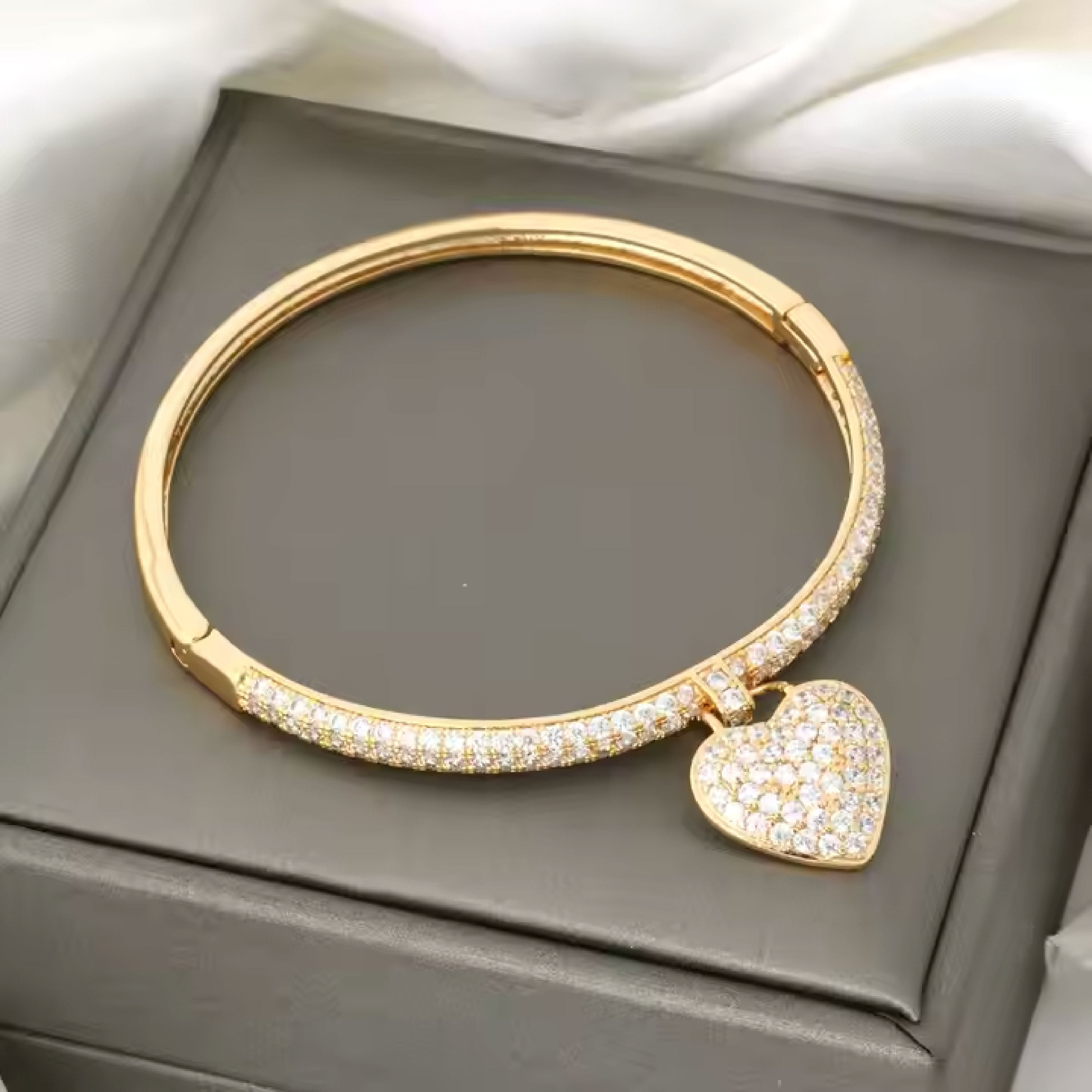 Heart Charm Bangle