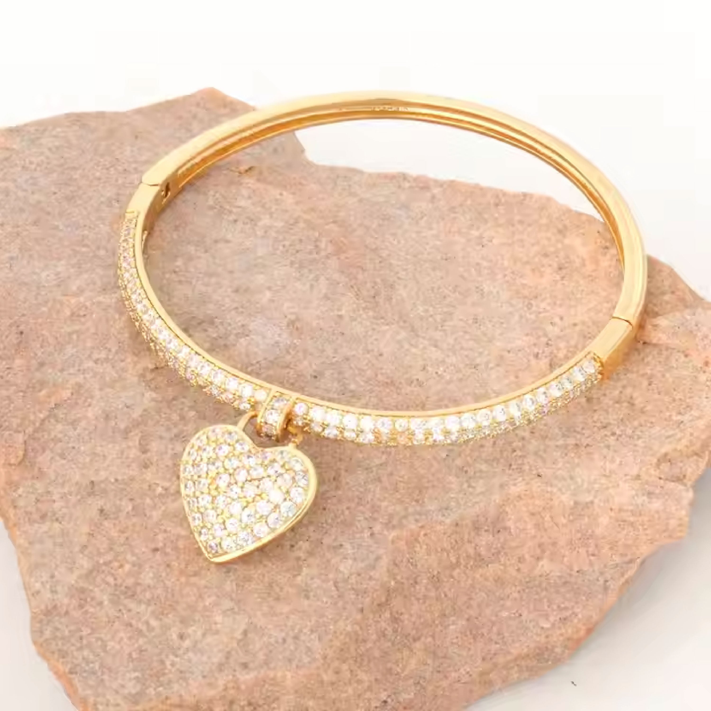Heart Charm Bangle