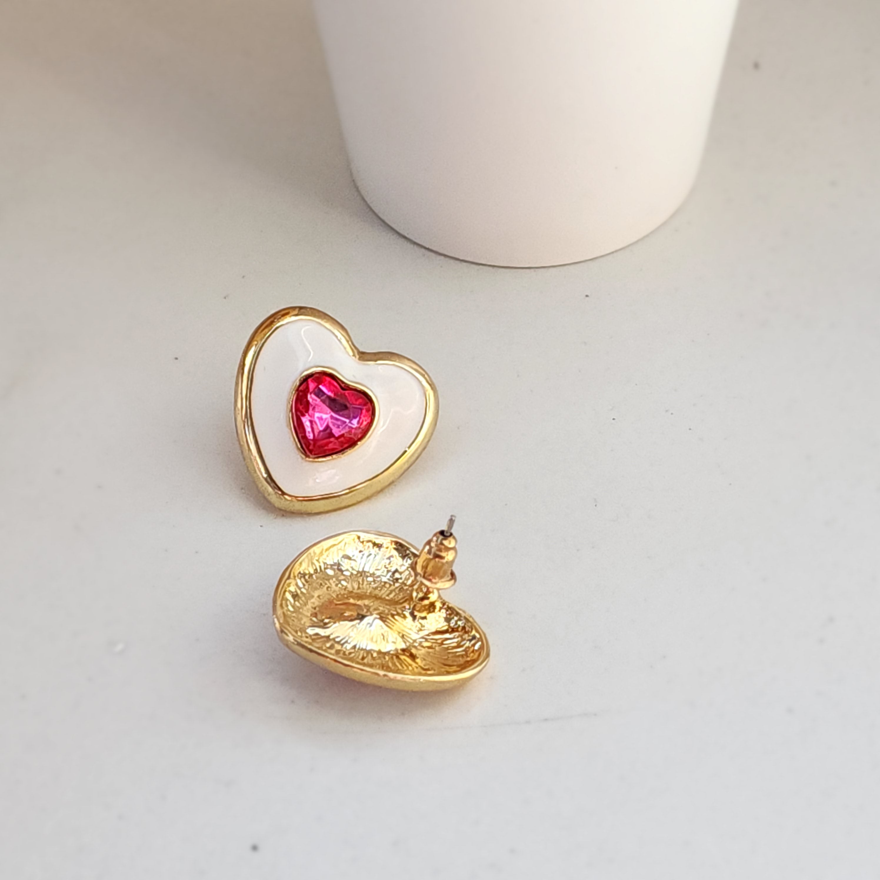 White Heart Studs