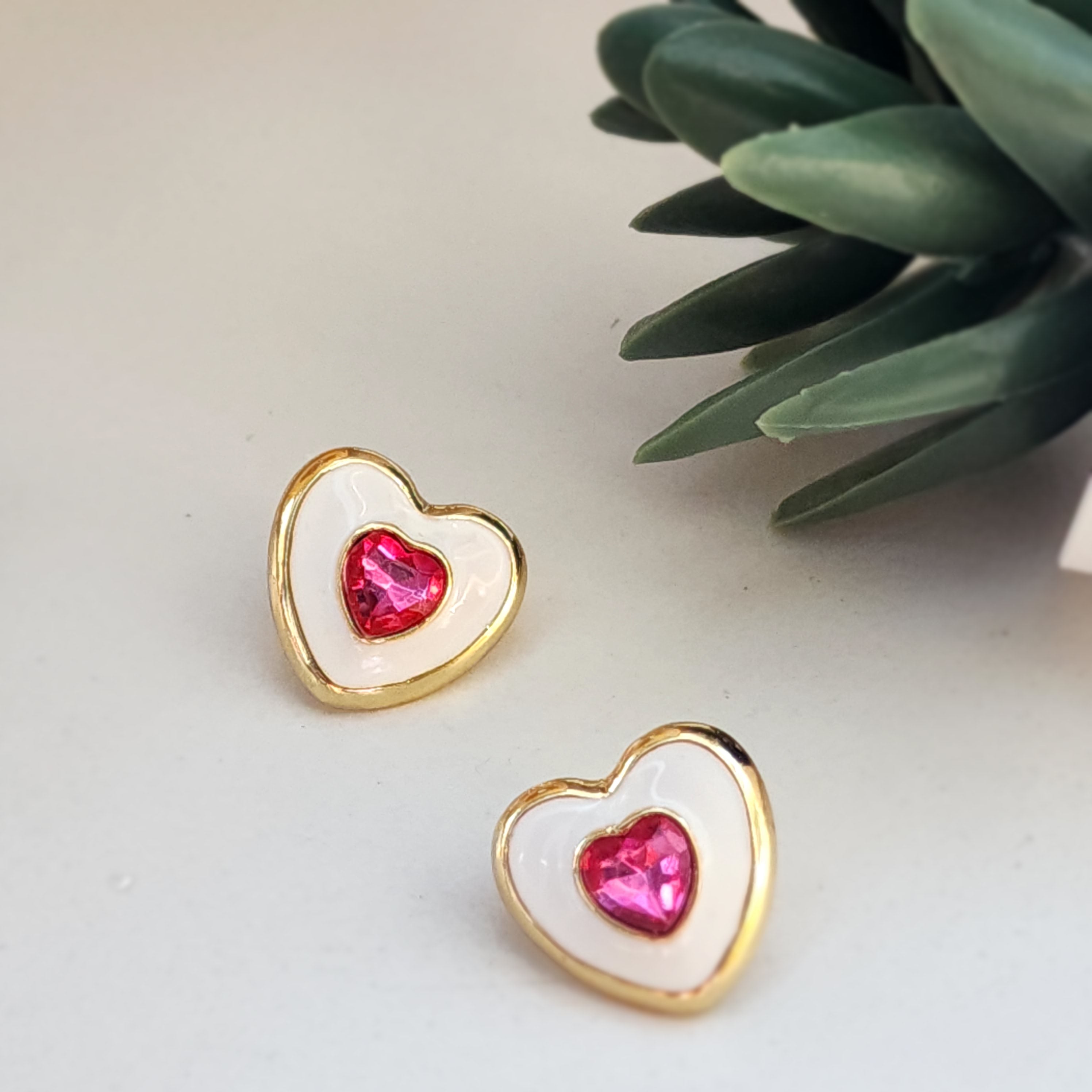 White Heart Studs