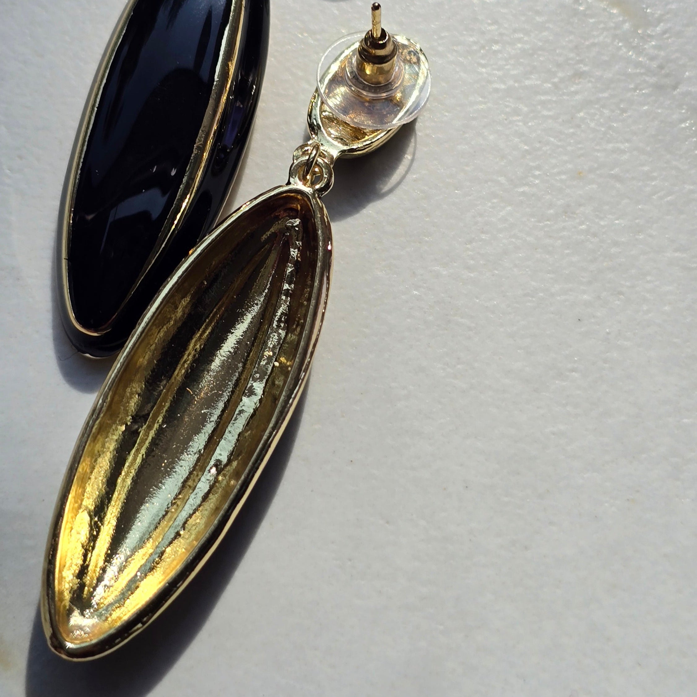 Black Oval Drop Earrings