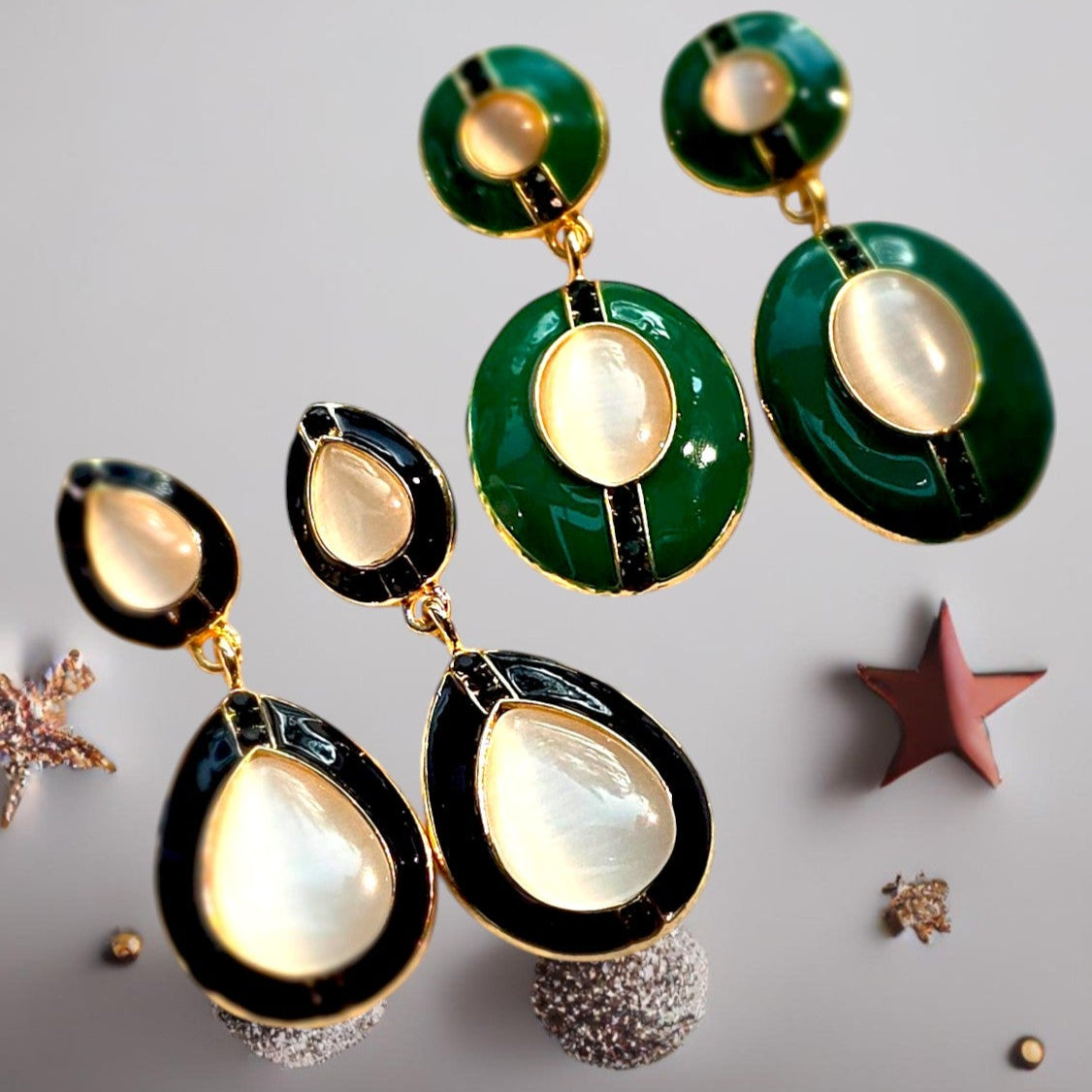 Luna Crest Statement Earrings- Set of two