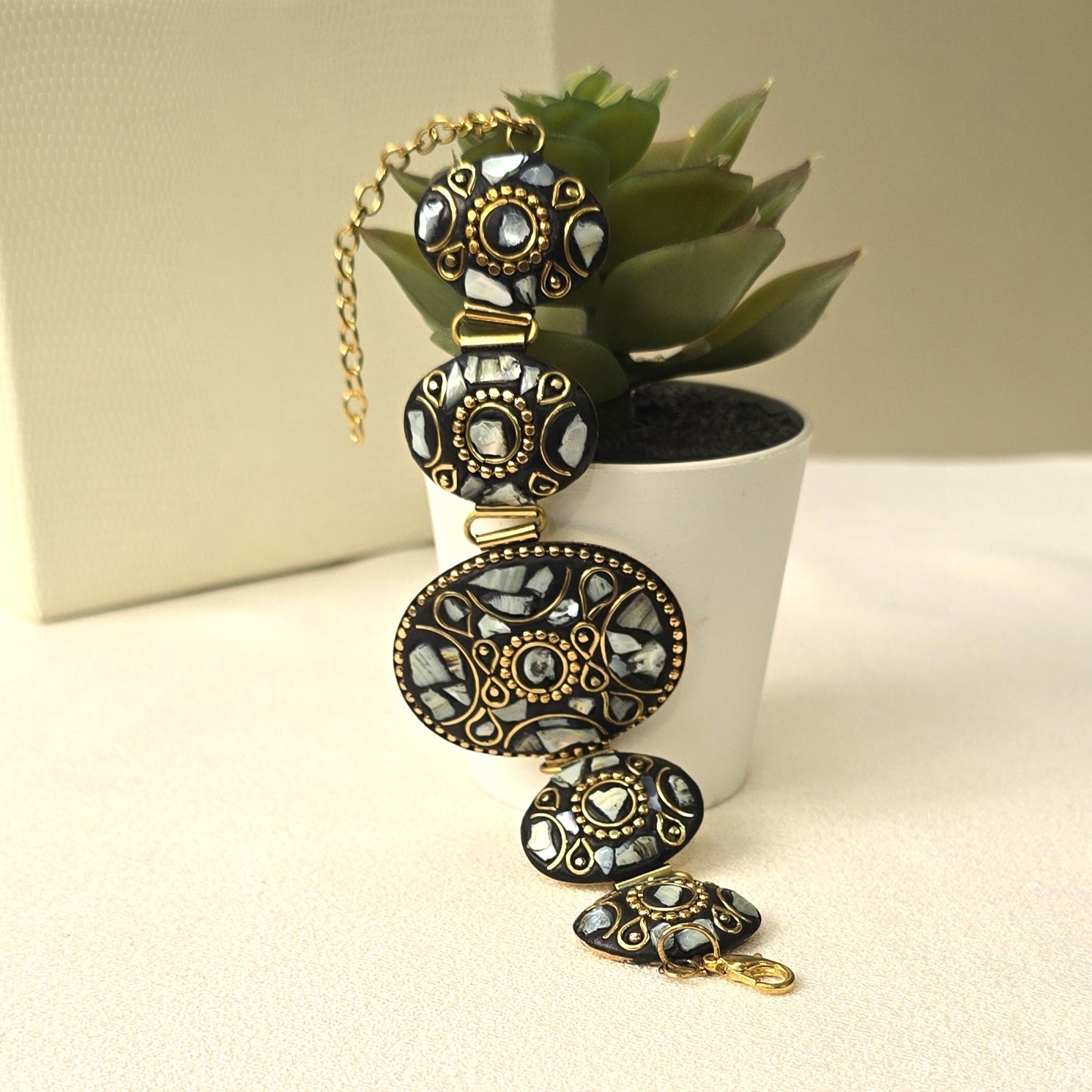 Nubra Eclipse Brass Bracelet – Handcrafted in Ladakh