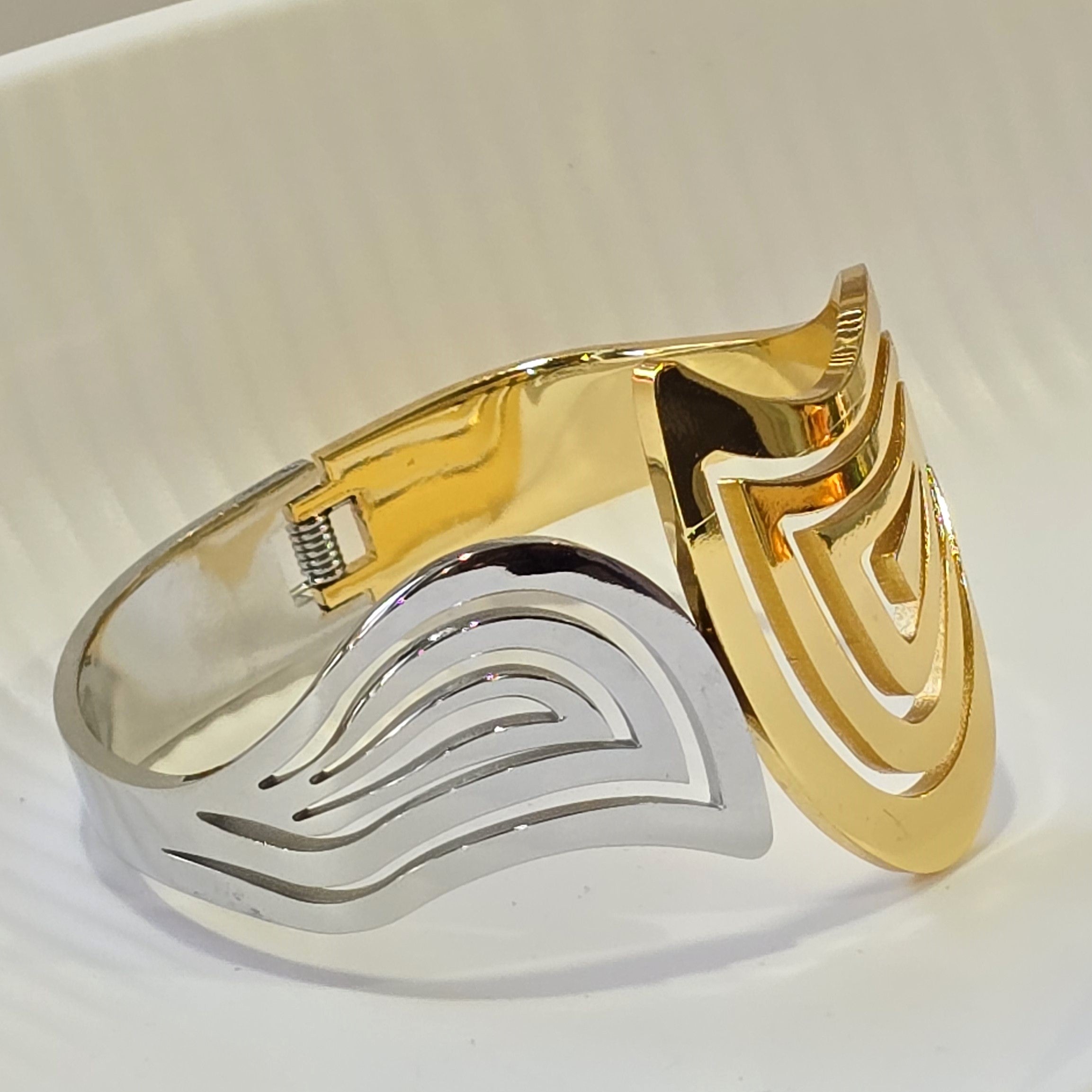 Two-Tone Gold & Silver Cutout Cuff