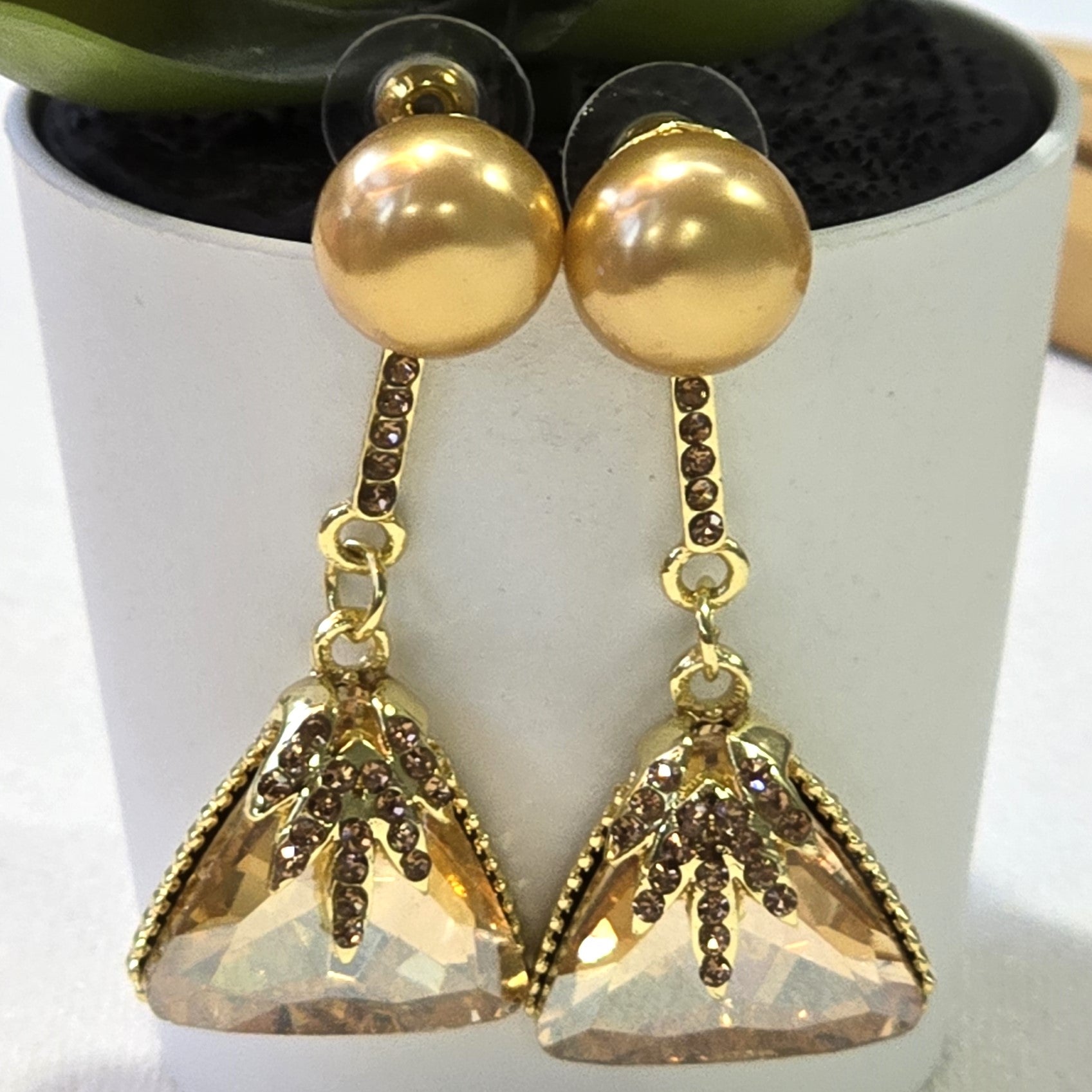Gold Pearl Drop Earrings