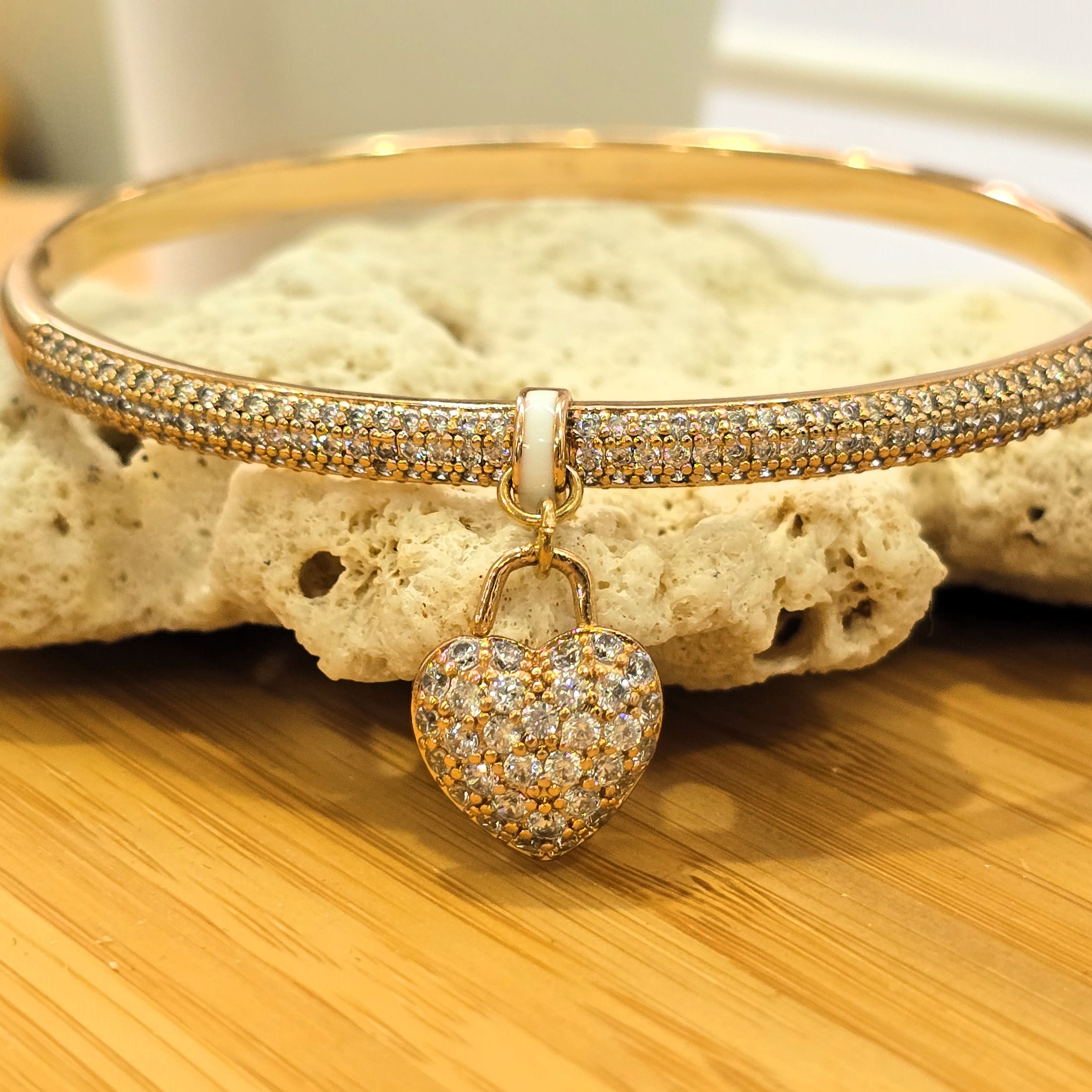 Heart Charm Bangle