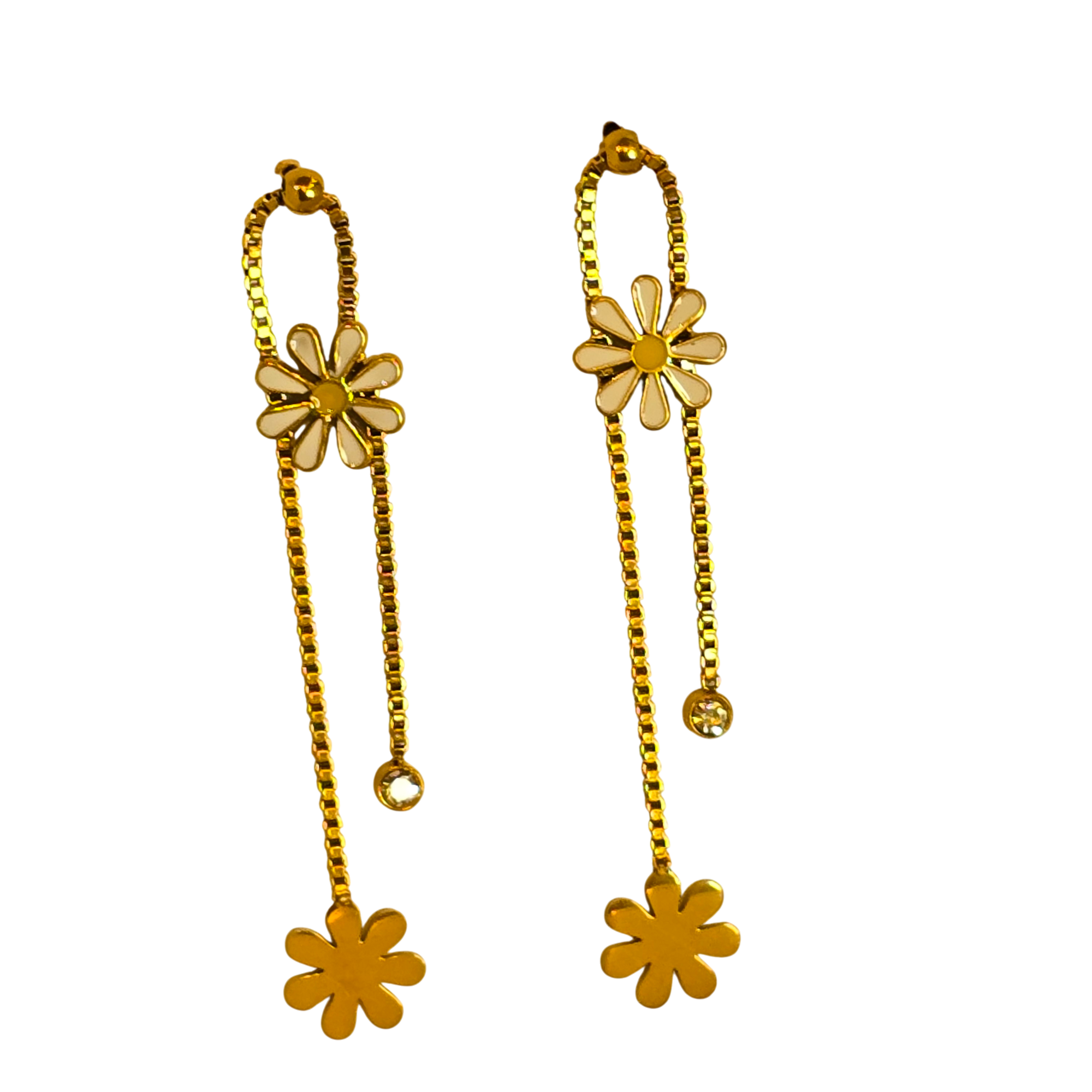 Golden Daisy Drop Earrings