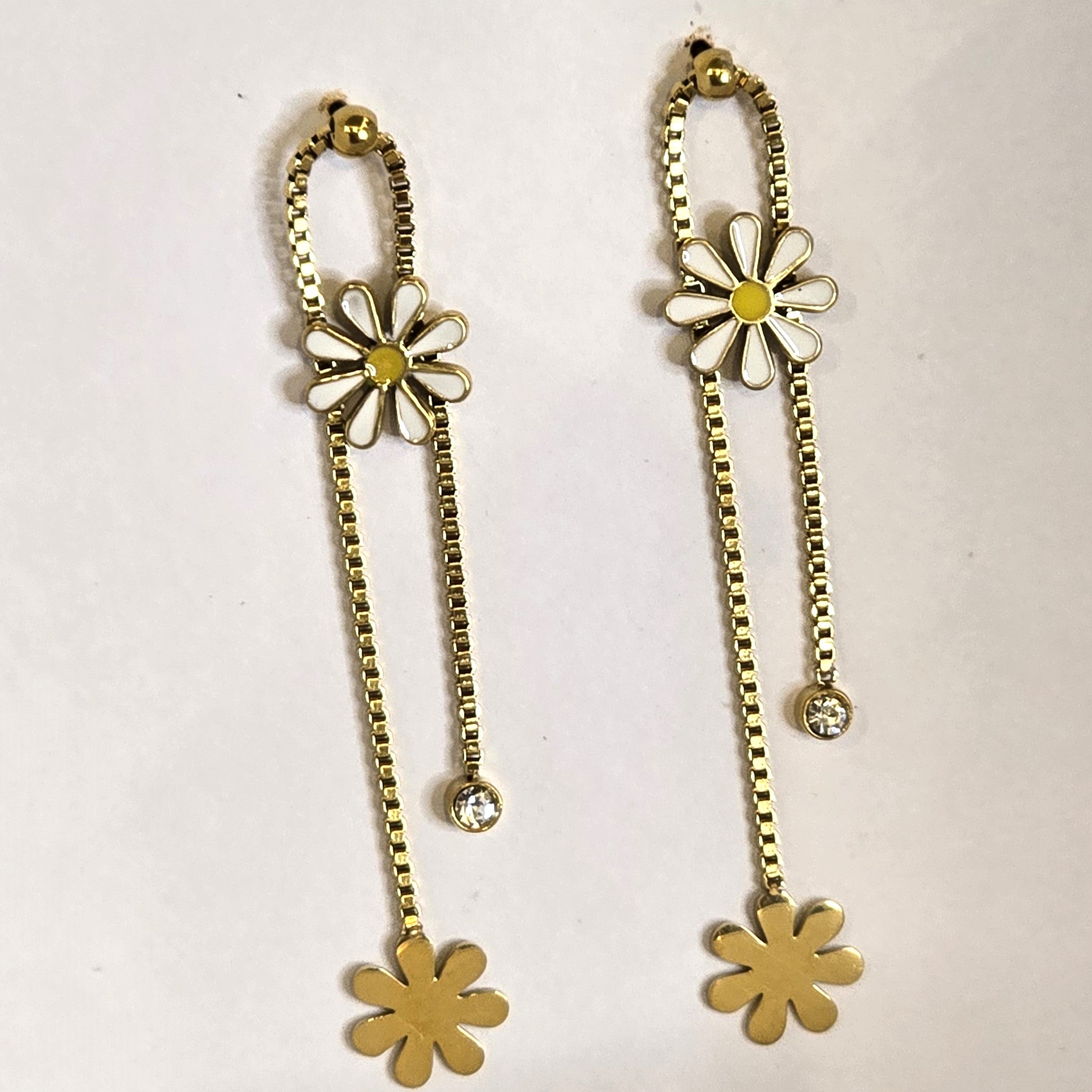 Golden Daisy Drop Earrings