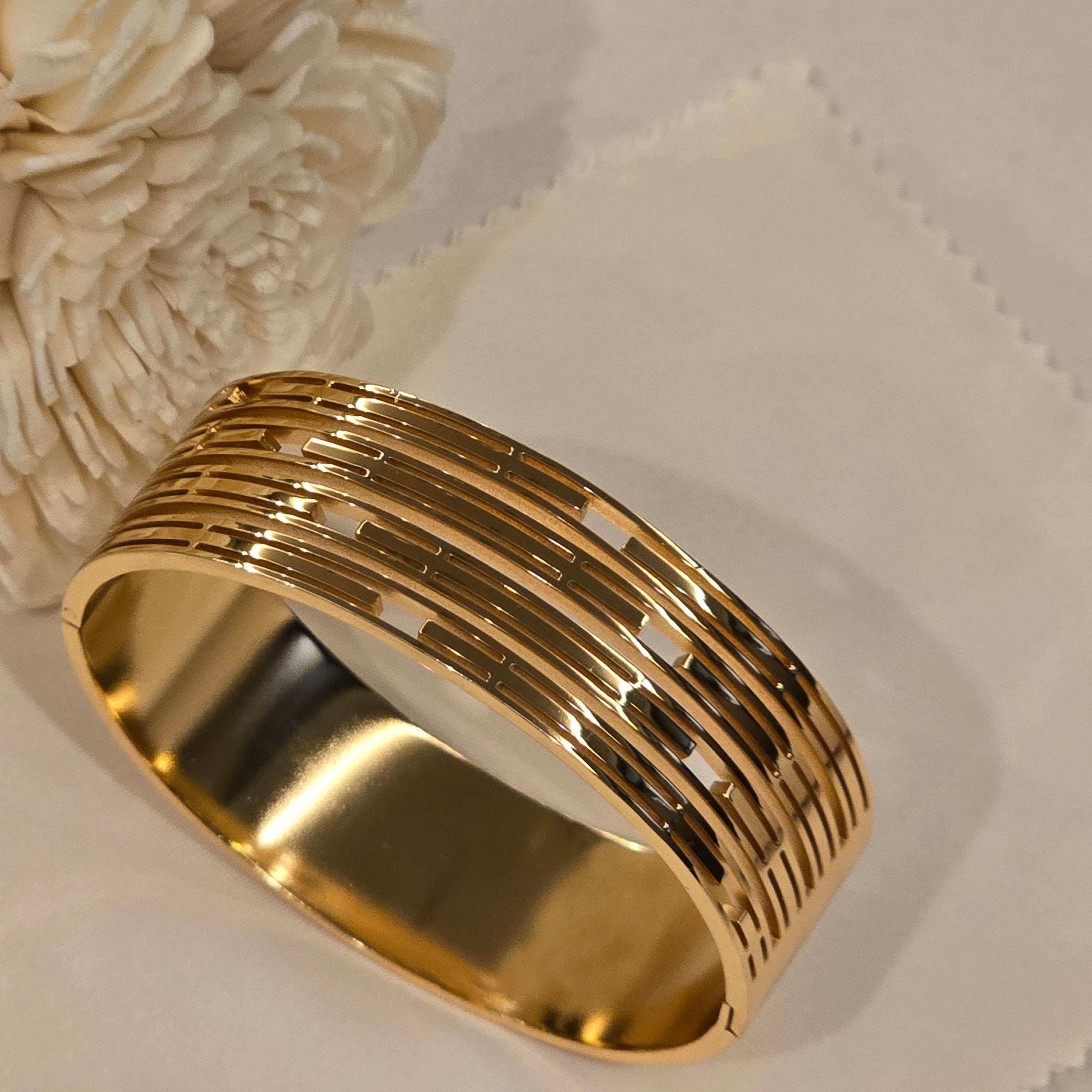 Luxe Linear Gold Cuff Bracelet