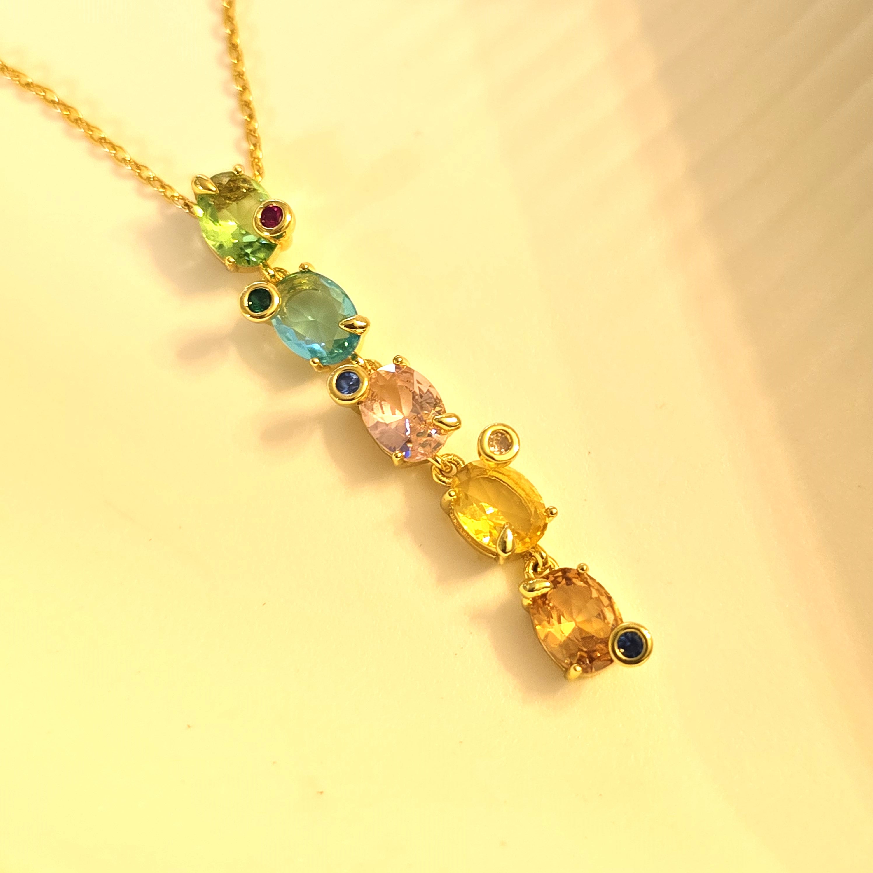 Blush Aura Multi-Gem Drop Necklace