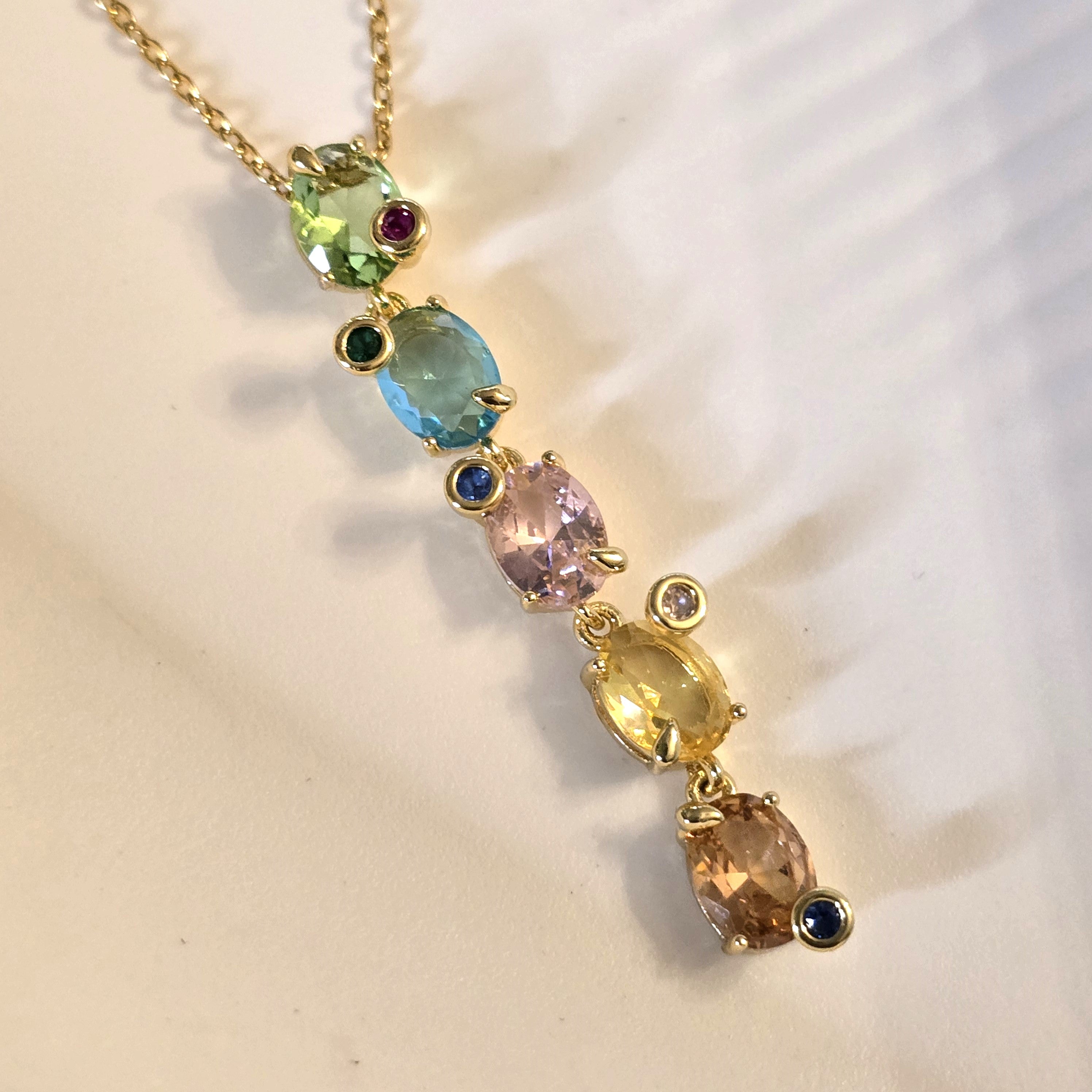 Blush Aura Multi-Gem Drop Necklace