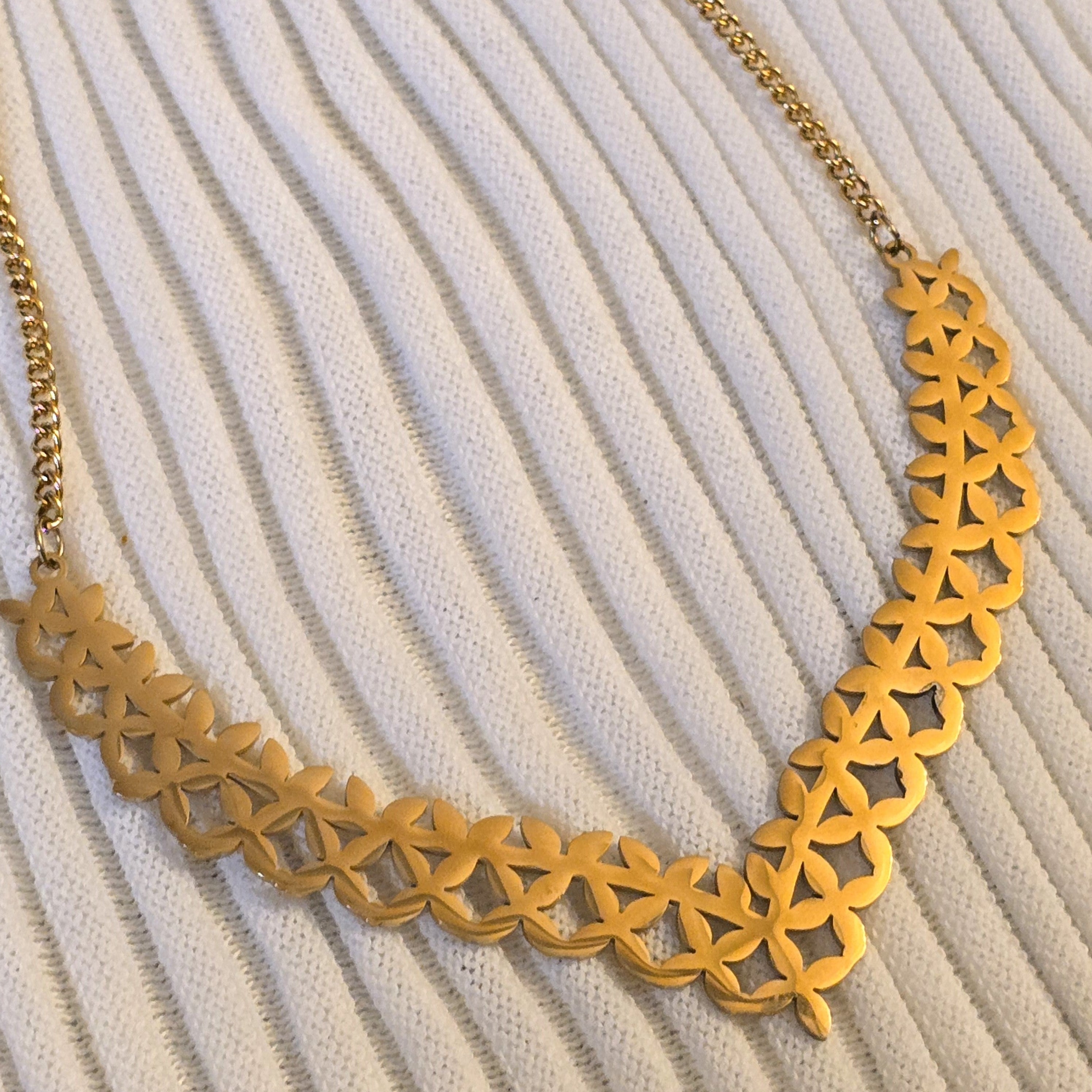 Golden Floral Lace Statement Necklace