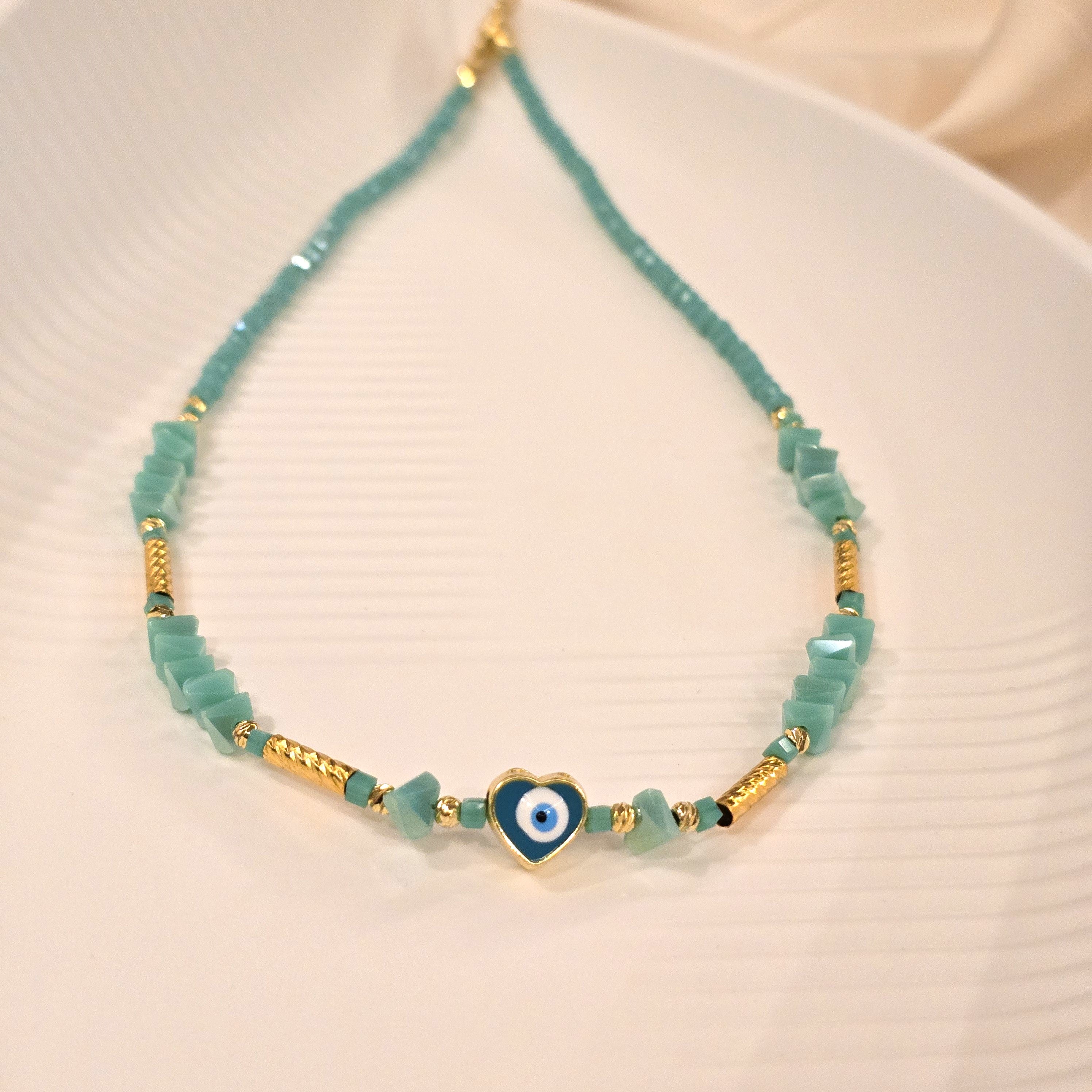 Turkish Nazar Heart Turquoise Necklace