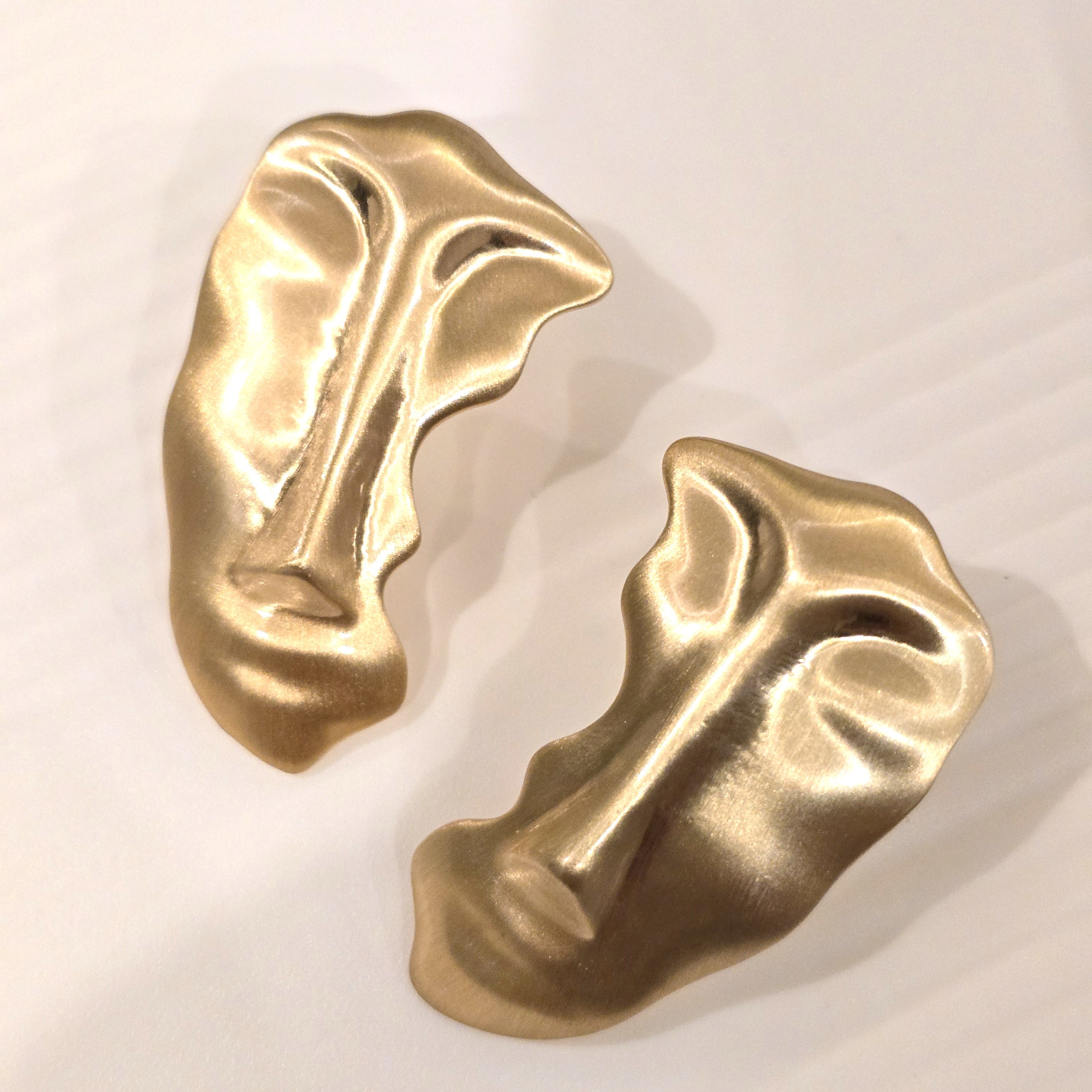 Golden Muse Face Stud Earrings