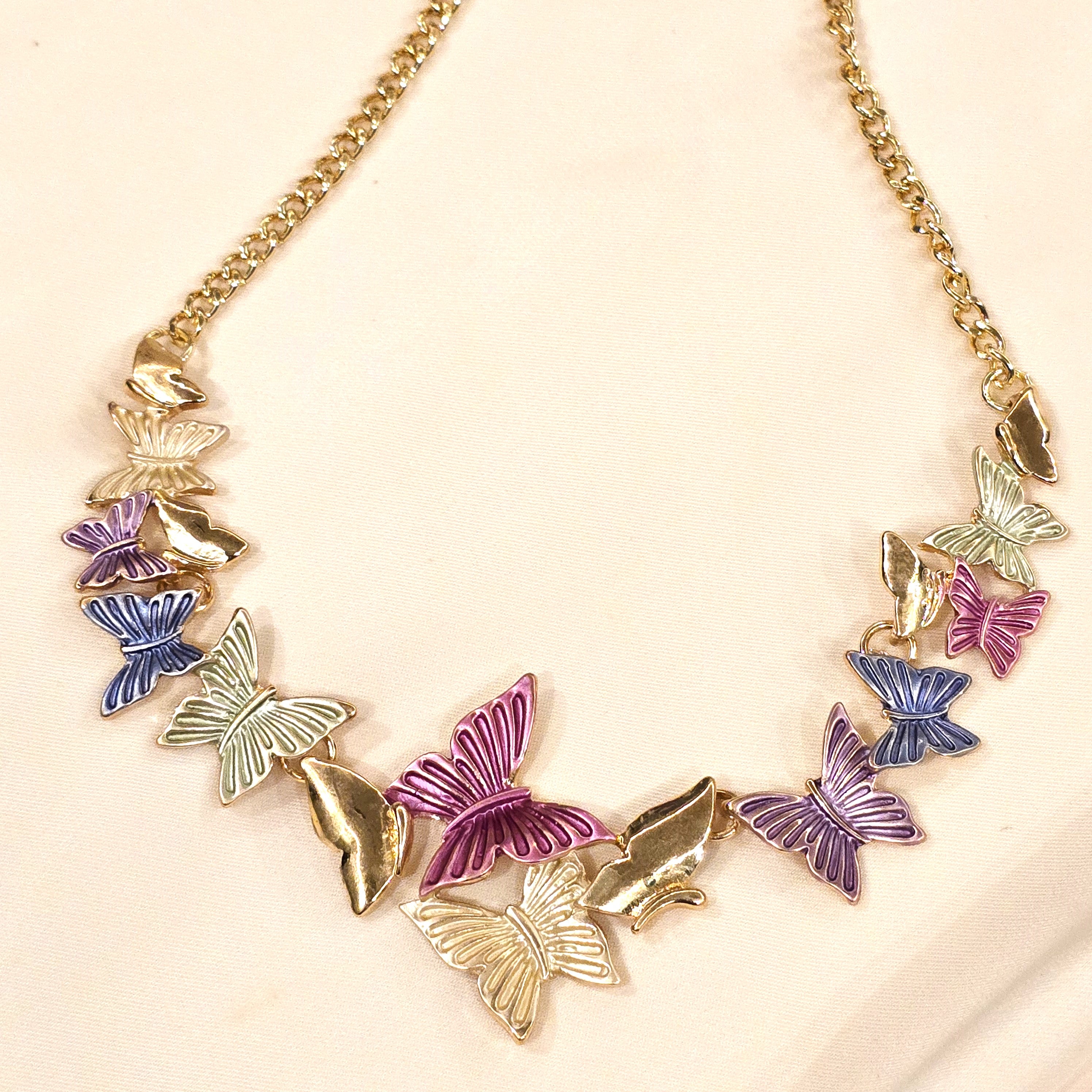Pastel Butterfly Garden Necklace