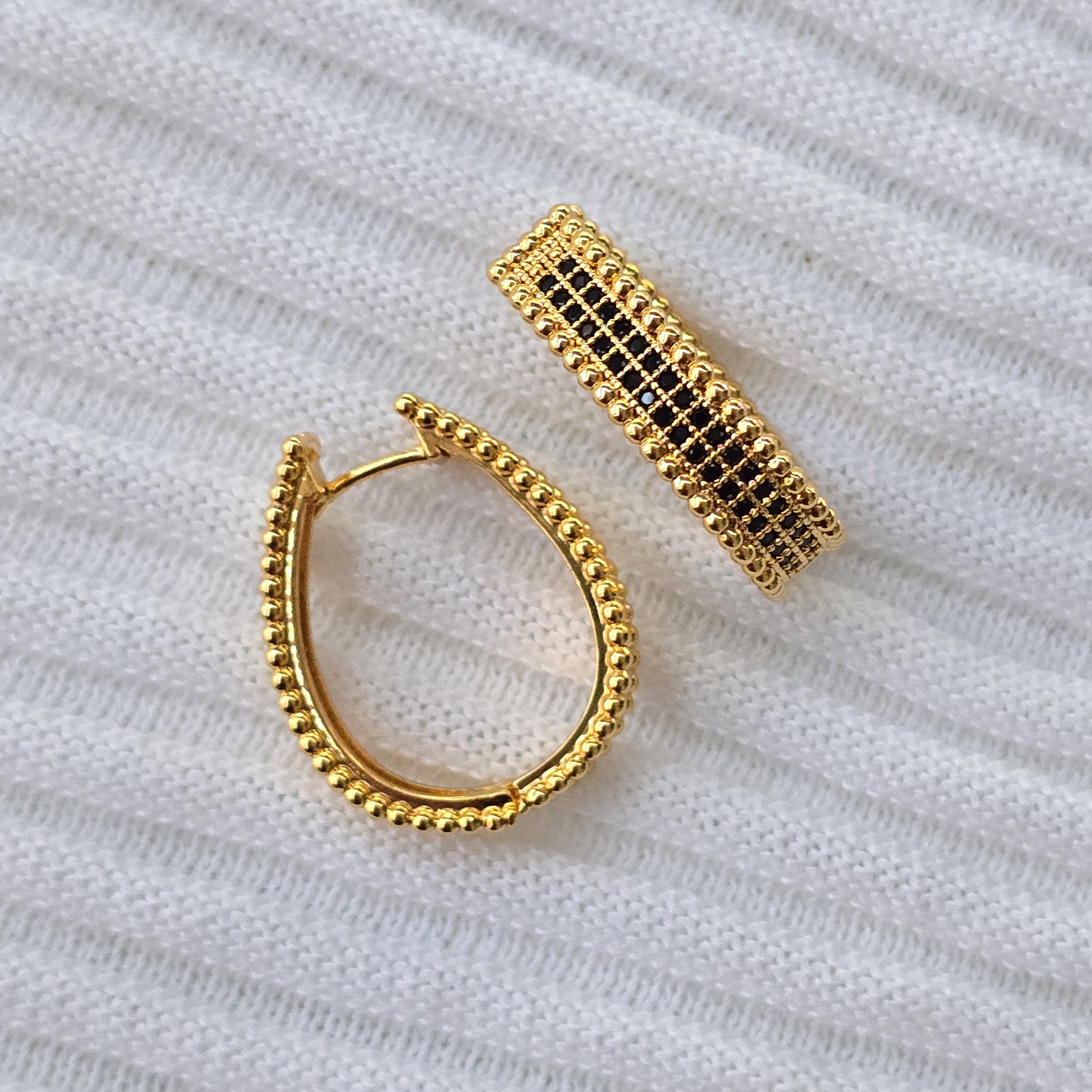 Midnight Bead Hoop Earrings
