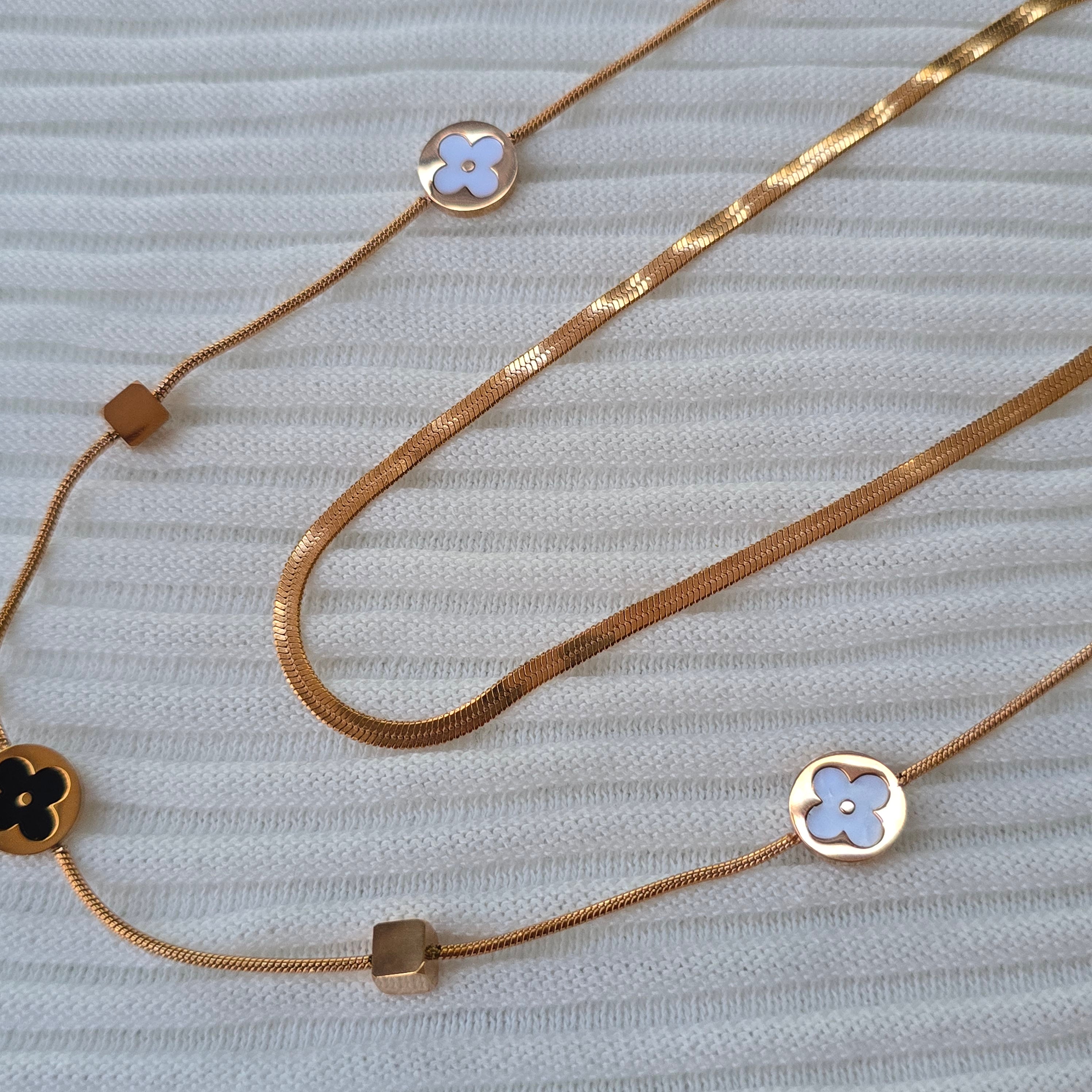 Rose Gold Clover Layered Necklace