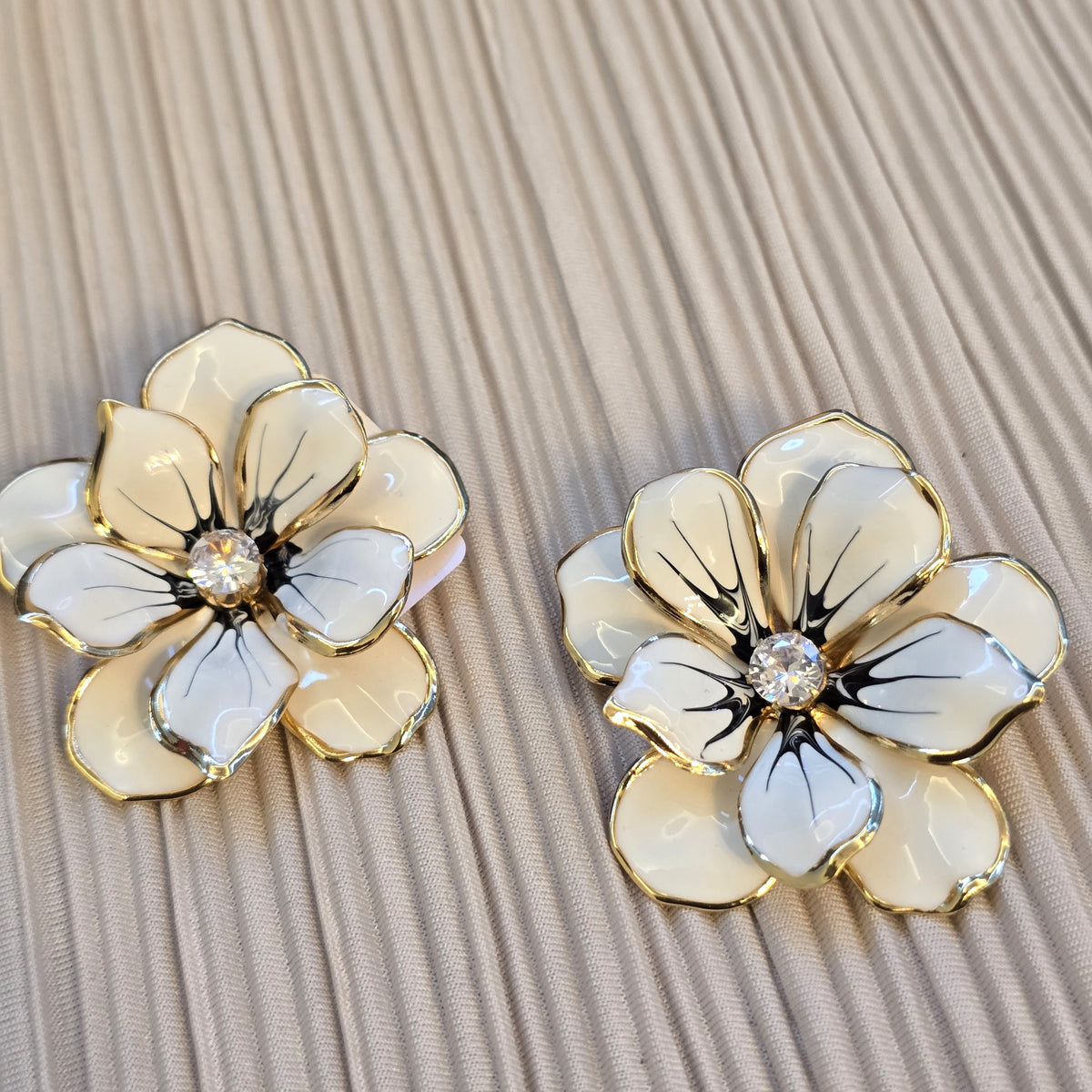 Ivory Floral Bloom Stud Earrings