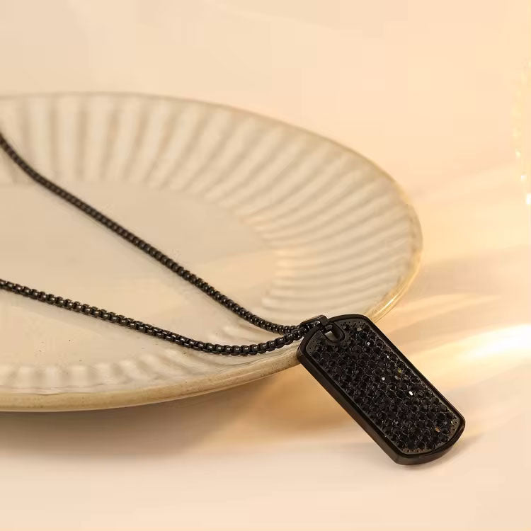 Black Crystal Dog Tag