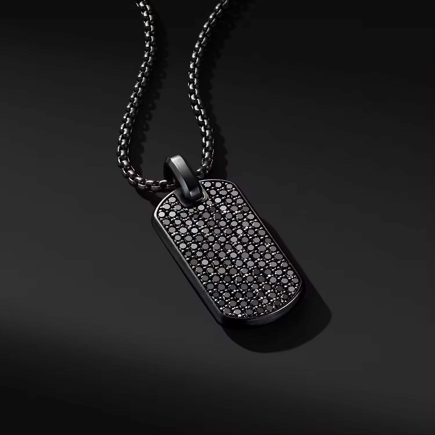 Black Crystal Dog Tag