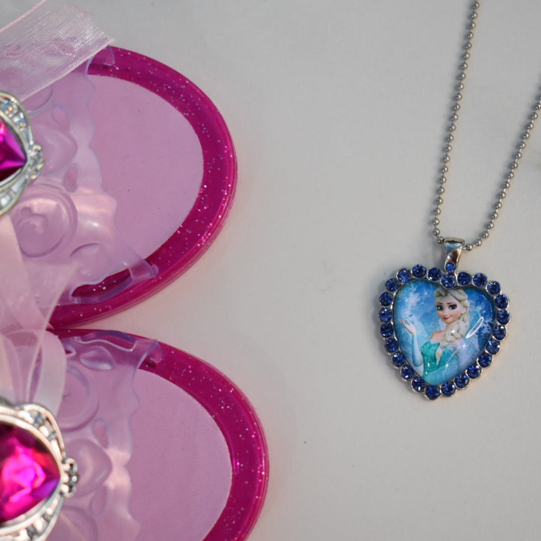Blue Heart Anna Elsa Necklace
