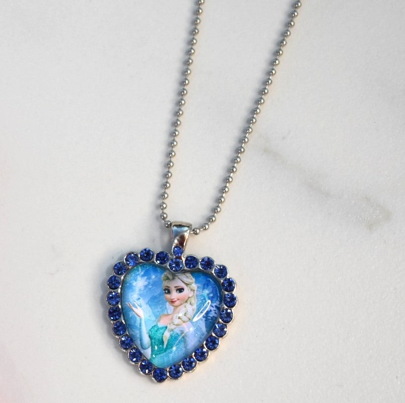 Blue Heart Anna Elsa Necklace