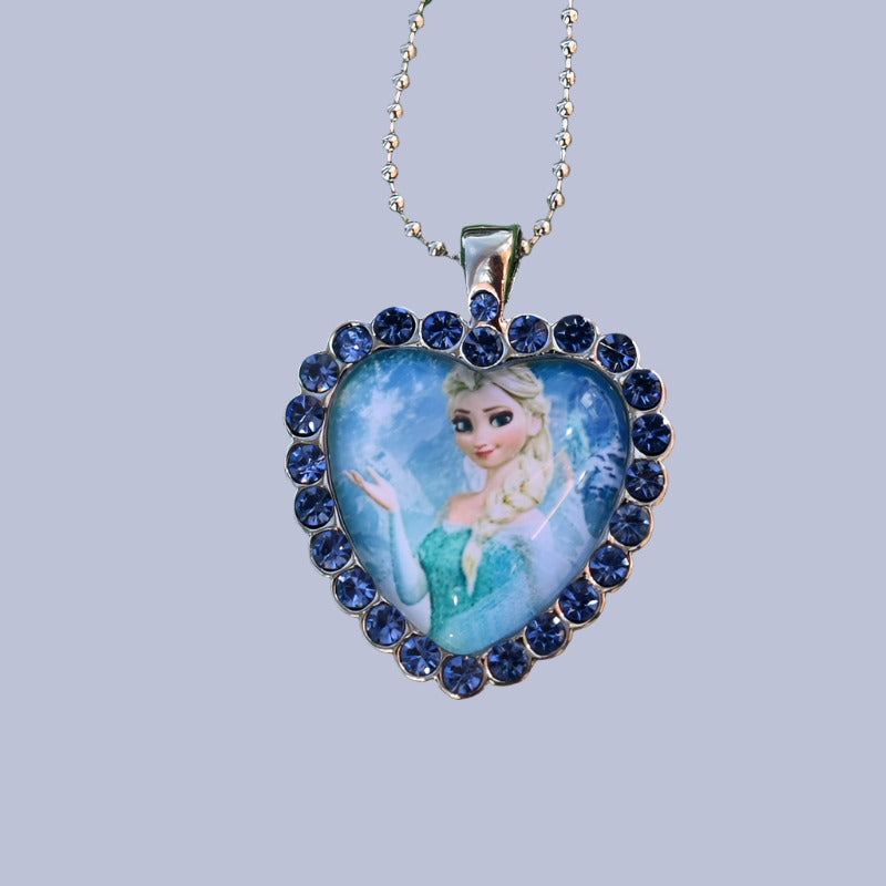 Blue Heart Anna Elsa Necklace