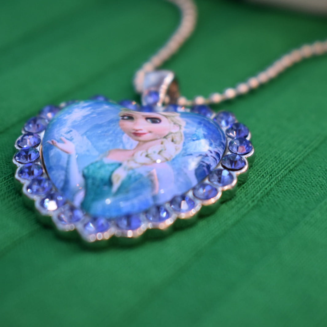 Blue Heart Anna Elsa Necklace