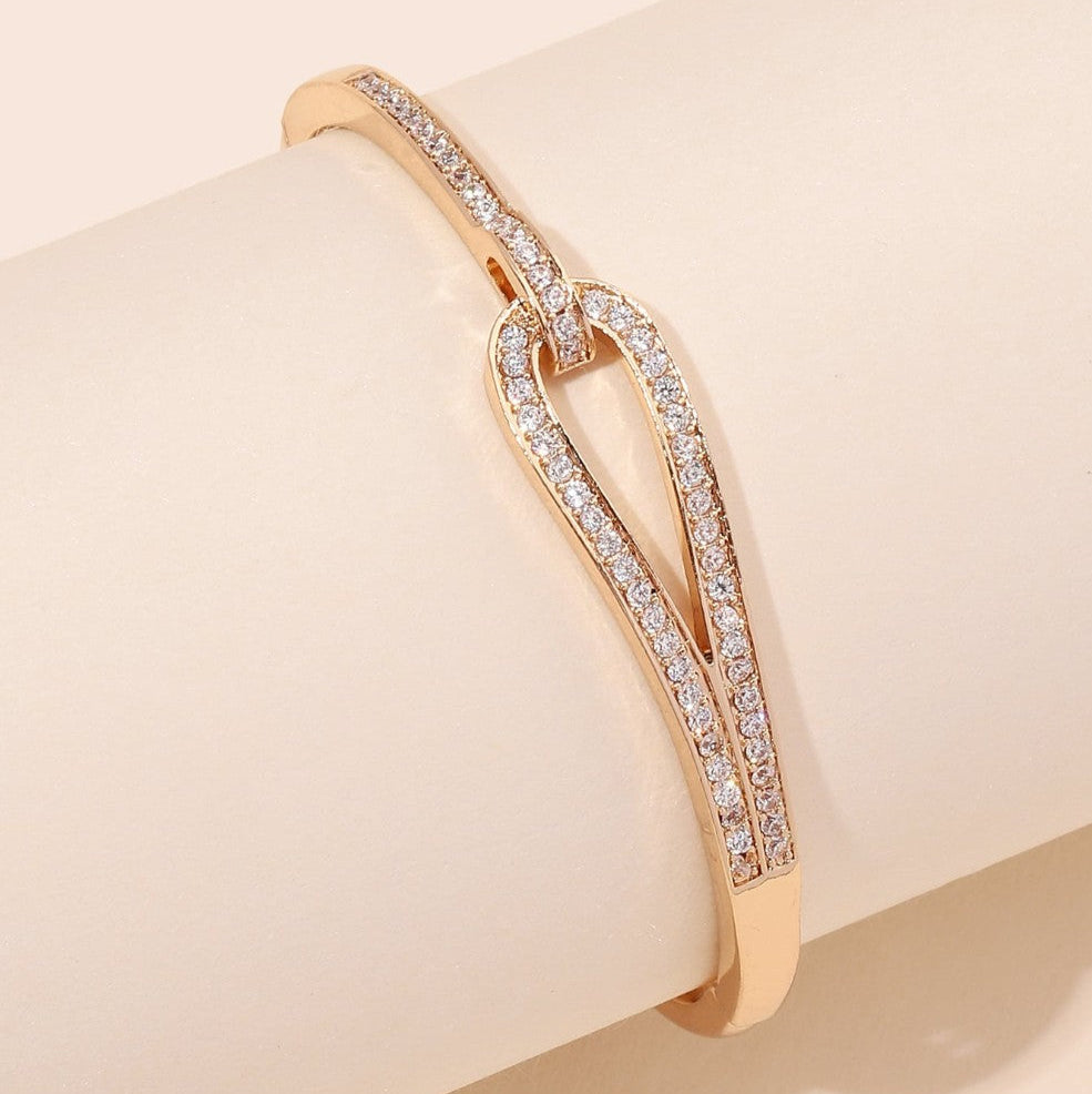Eternal Love Knot – 18K Gold Plated Crystal Bangle for Women