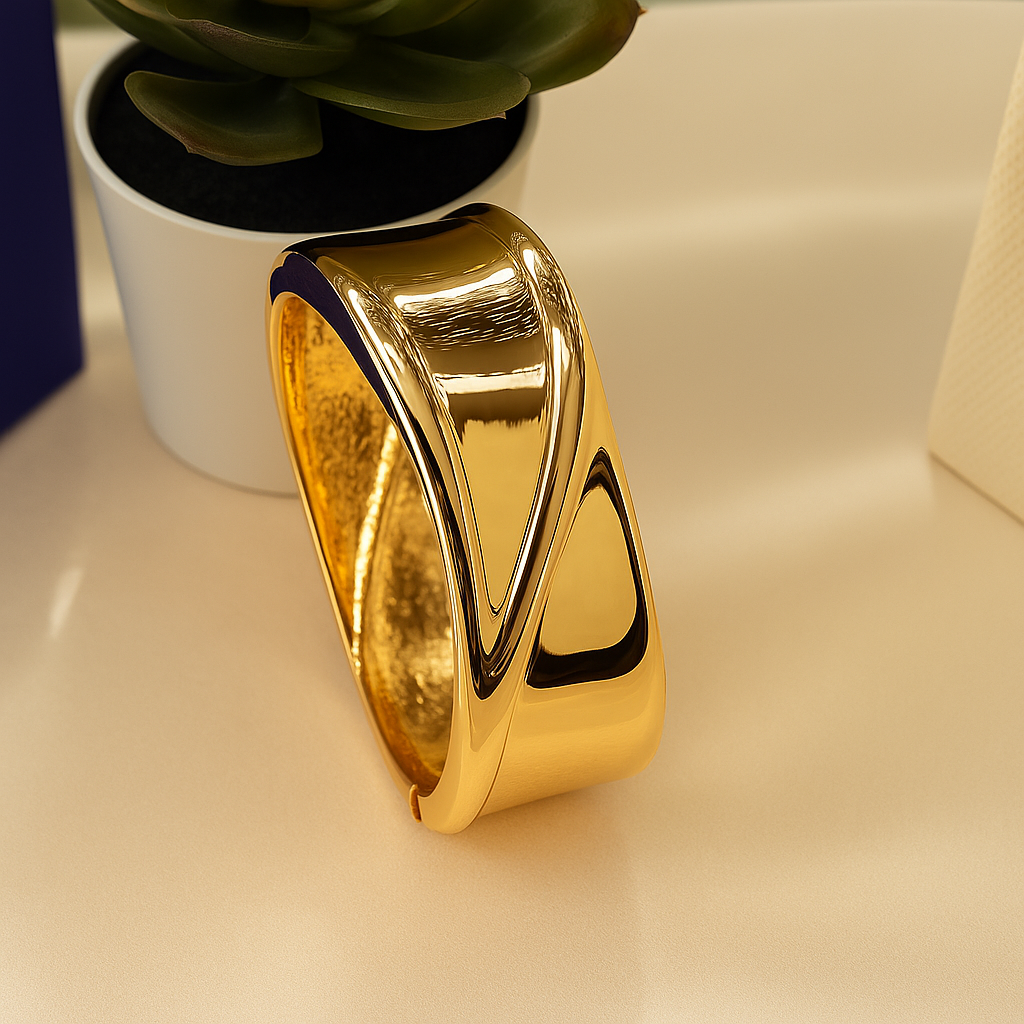 Luxe Curve Gold Statement Cuff Bracelet
