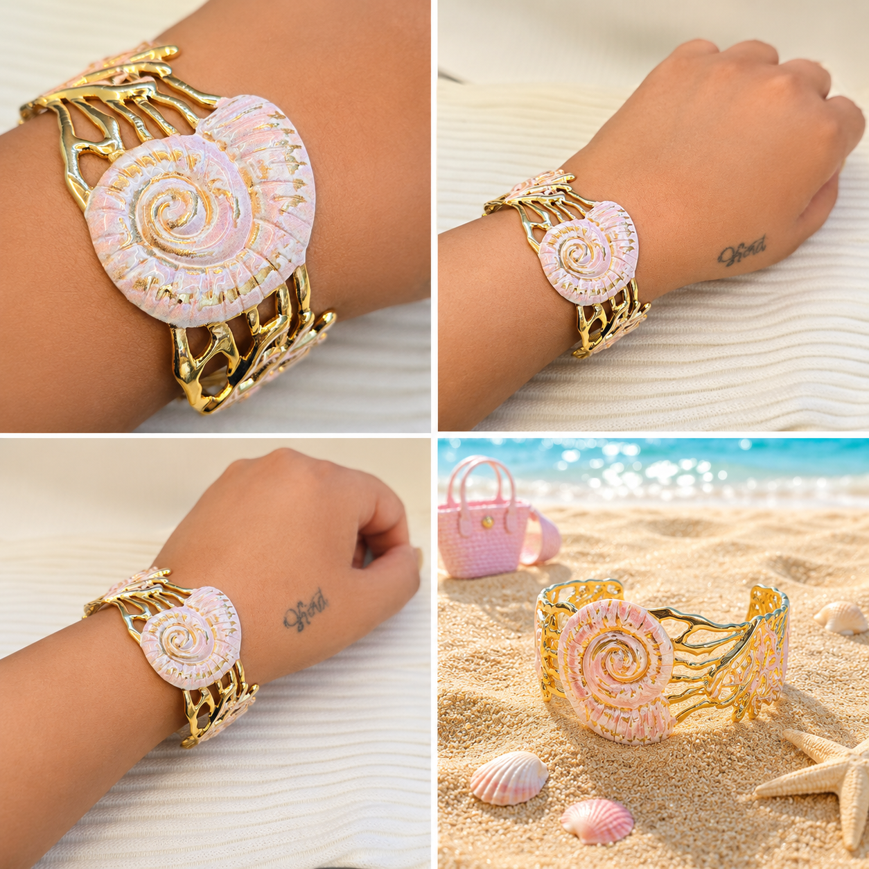 Seashell Spiral Pink Bracelet