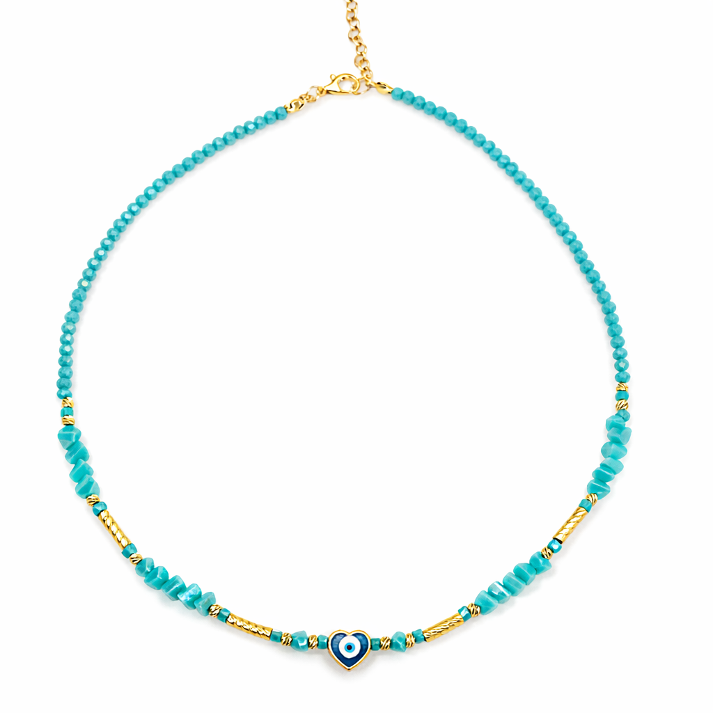 Turkish Nazar Heart Turquoise Necklace