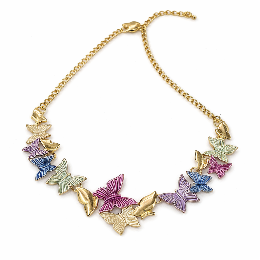 Pastel Butterfly Garden Necklace