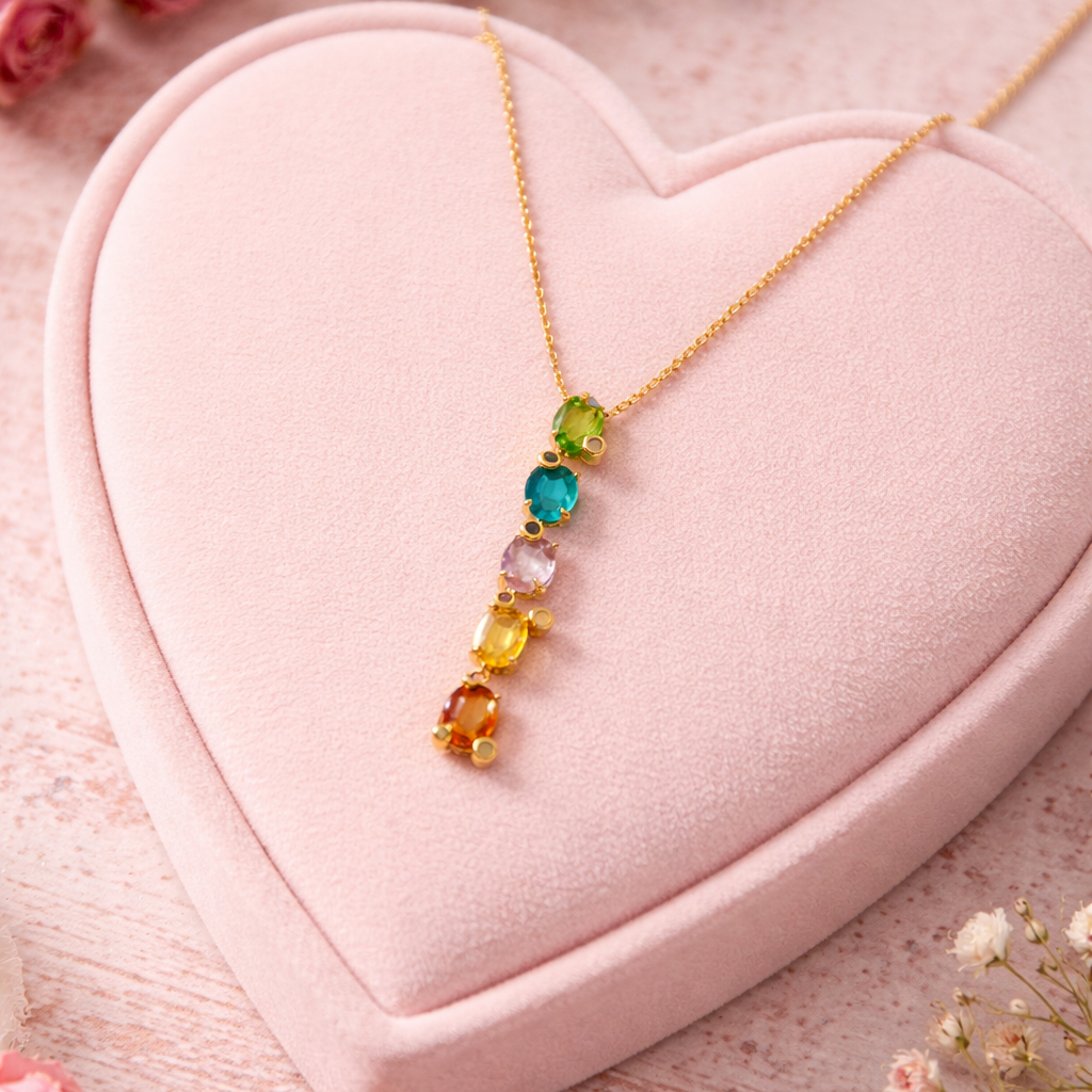 Blush Aura Multi-Gem Drop Necklace