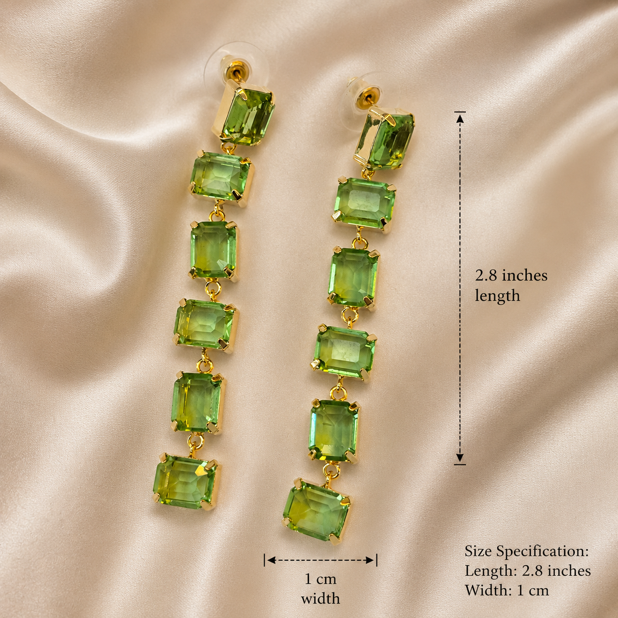 Green Crystal Drop Earrings