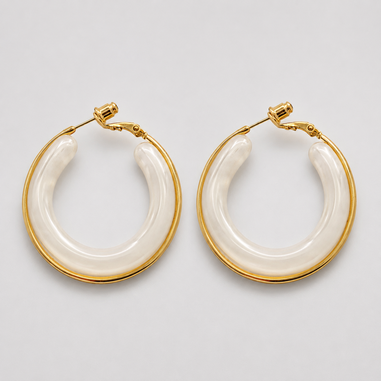 Ivory Glow Hoop Earrings
