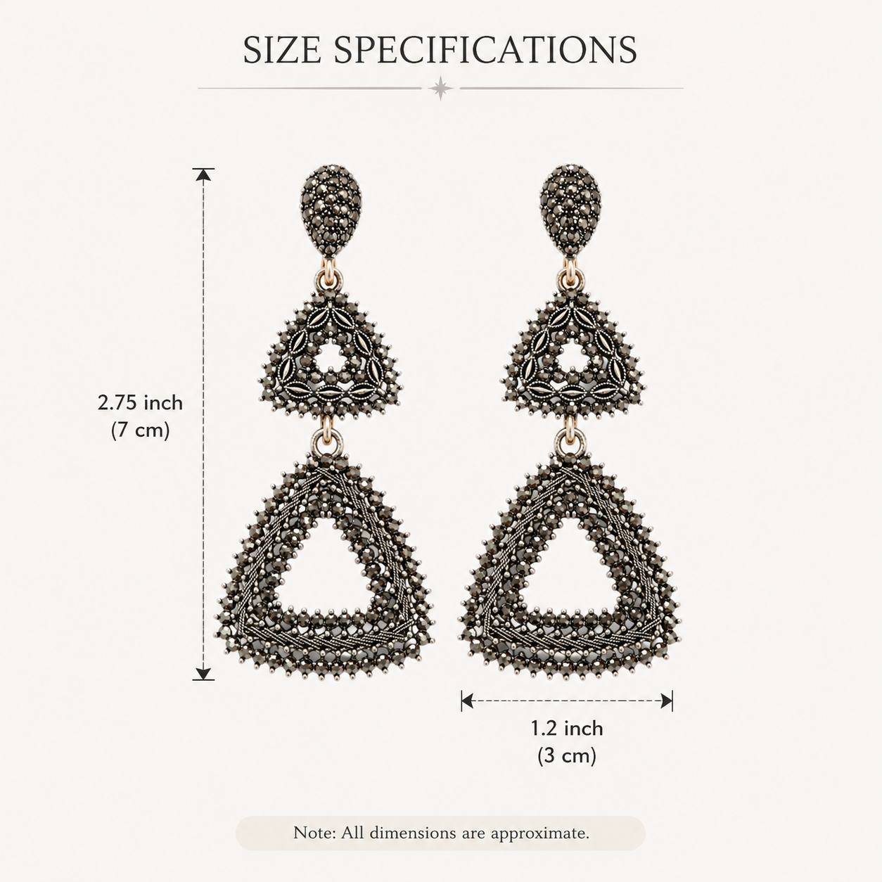 Vintage Triangle Statement Earrings